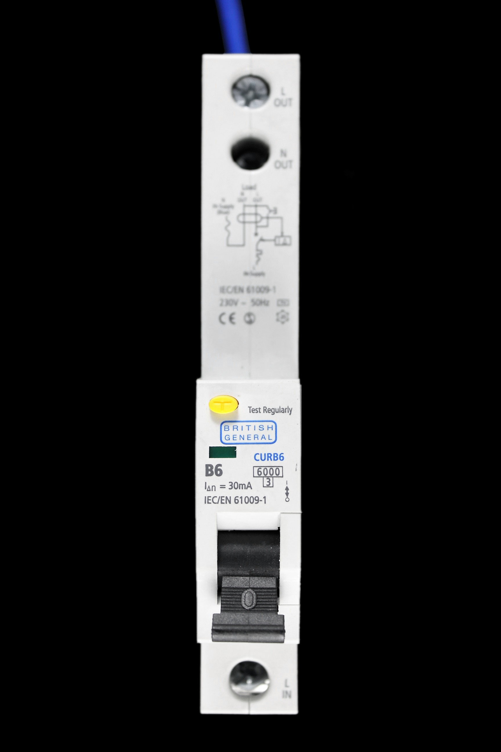 BRITISH GENERAL 6 AMP CURVE B 6kA 30mA RCBO TYPE AC CURB6