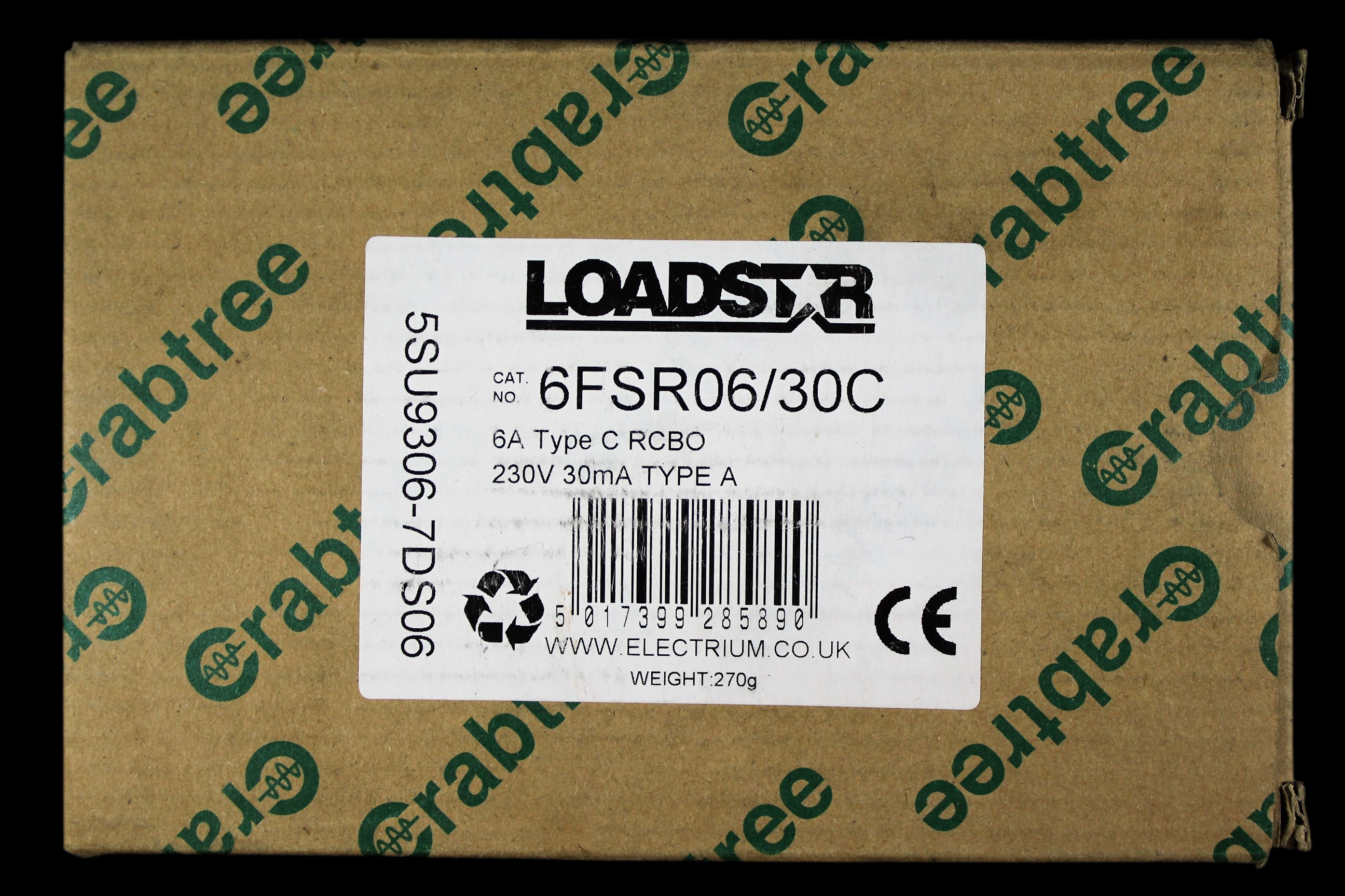 CRABTREE C 6 RCBO 6kA 30mA TYPE A LOADSTAR 6FSR06/30C