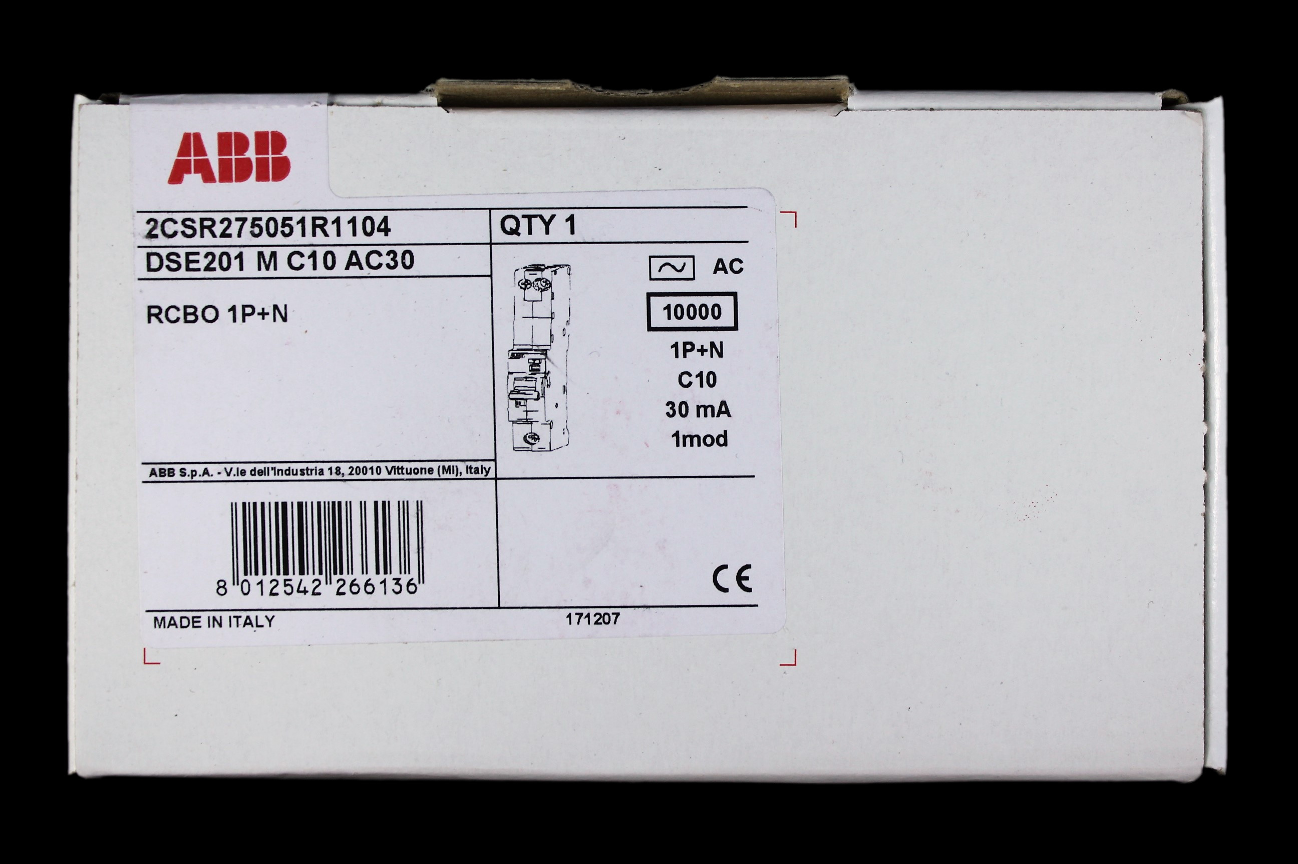 ABB 10 AMP CURVE C 10kA 30mA RCBO TYPE AC DSE201 M 2CSR275051R1104