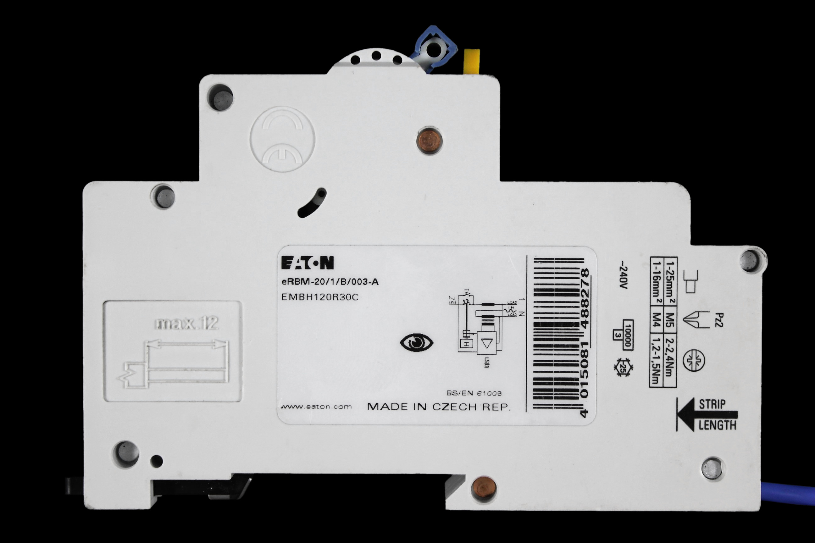 EATON B 20 RCBO 10kA 30mA TYPE A ERBM 20/1/B/003 EMBH120R30C