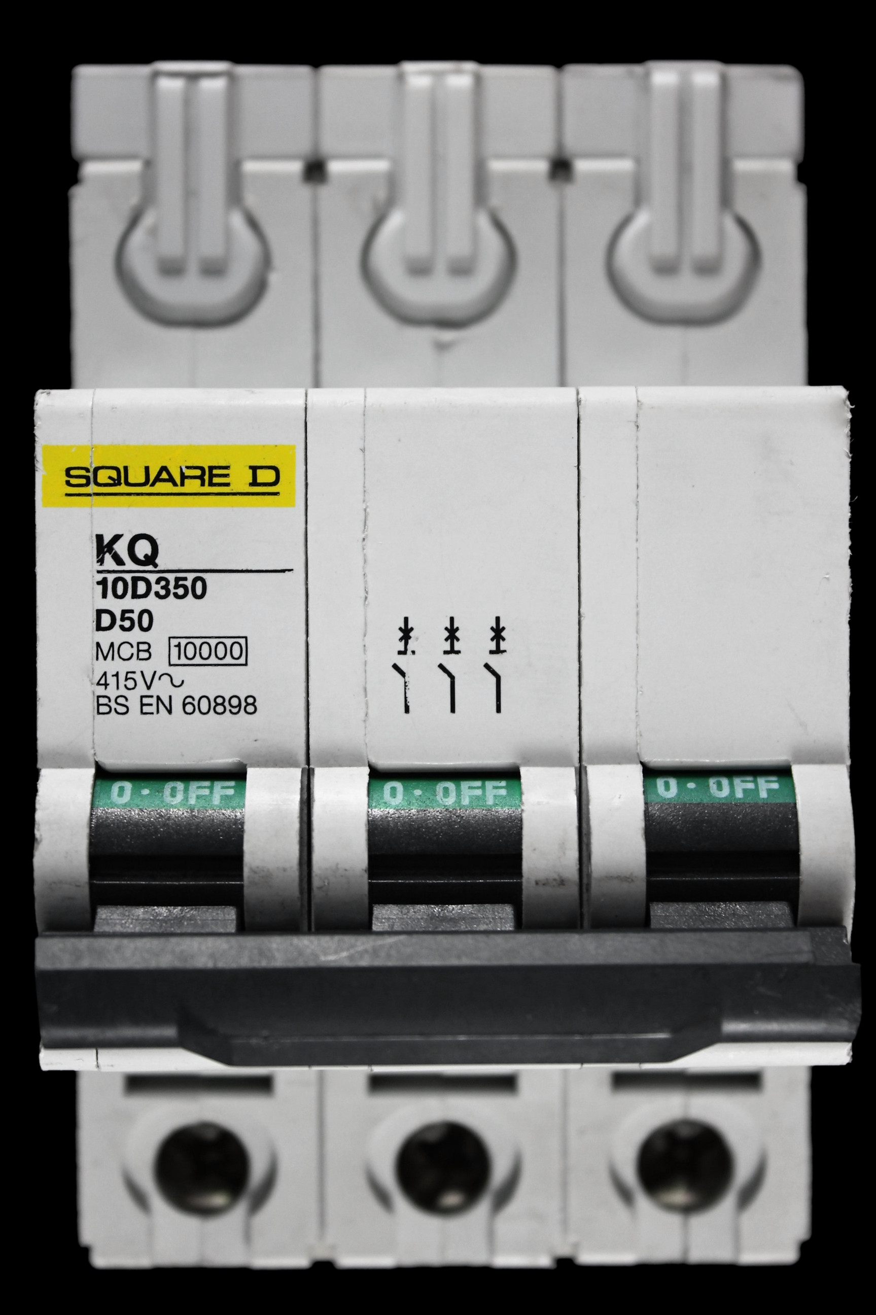 SQUARE D 50 AMP CURVE D 10kA TRIPLE POLE MCB CIRCUIT BREAKER KQ 10D350