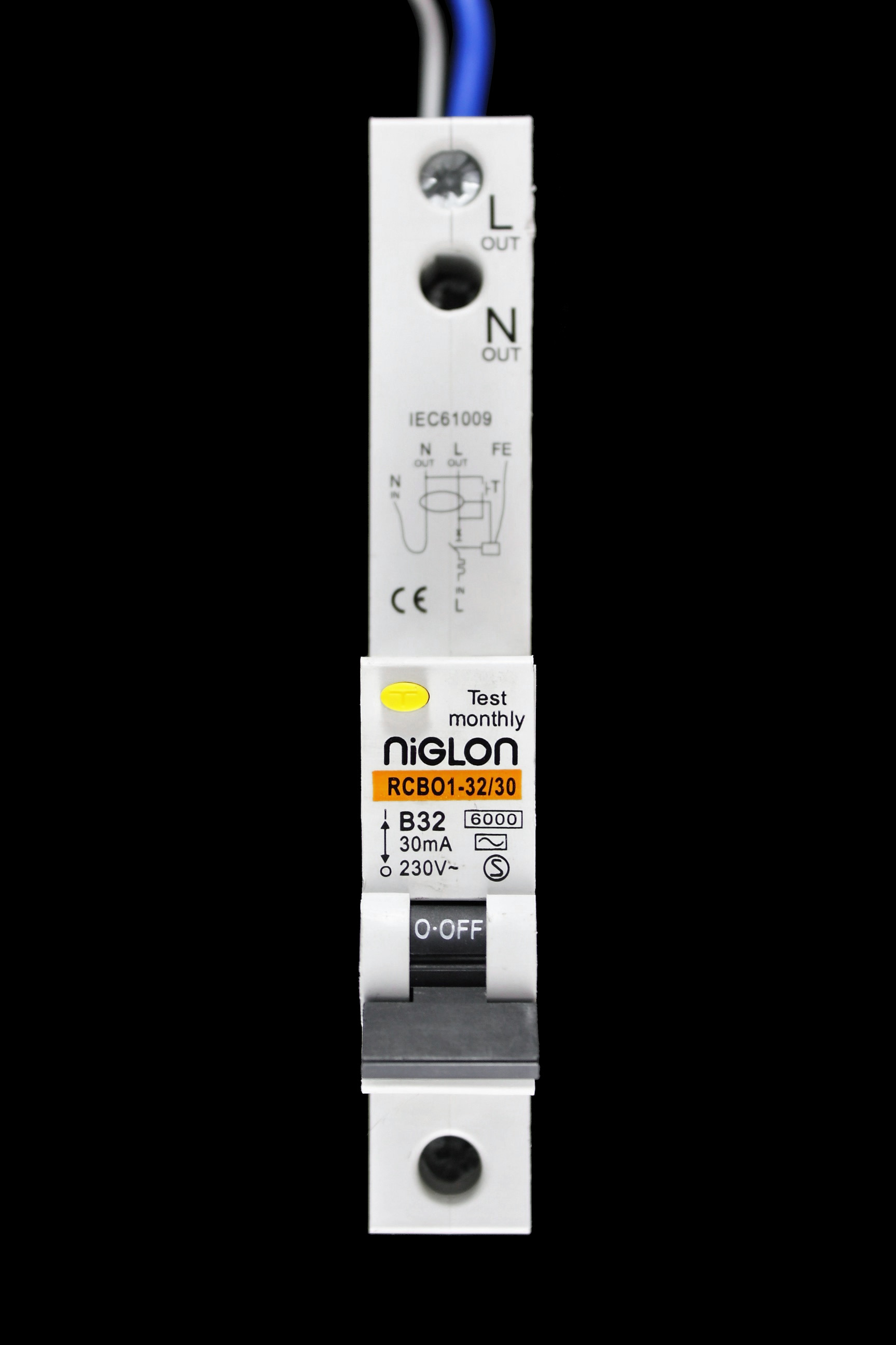NIGLON 32 AMP CURVE B 6kA 30mA RCBO TYPE AC RCBO1-32/30