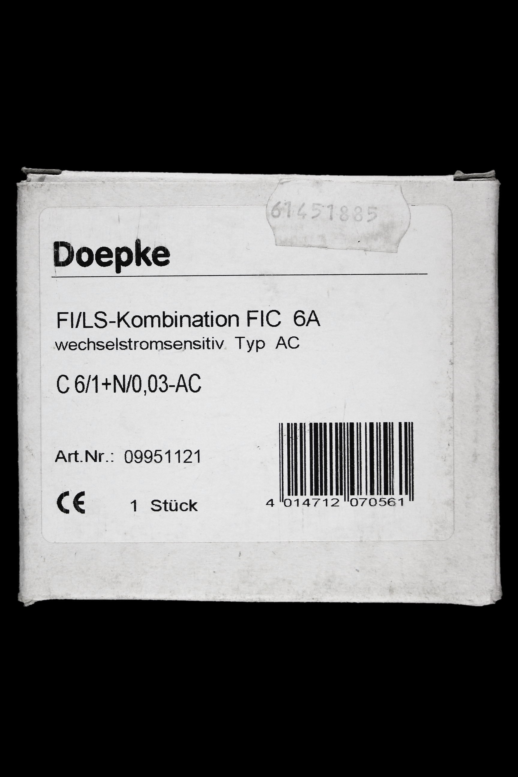 DOEPKE 6 AMP CURVE C 10kA 30mA DOUBLE POLE RCBO FIC 6/0,03
