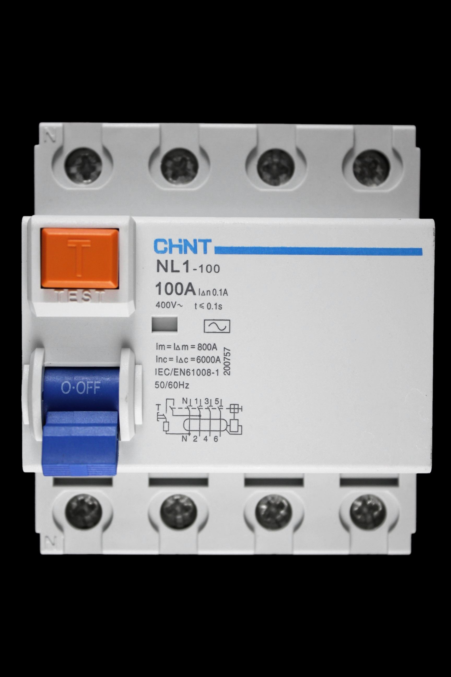 CHINT 100 AMP 100mA FOUR POLE RCCB RCD NL1-100 200757