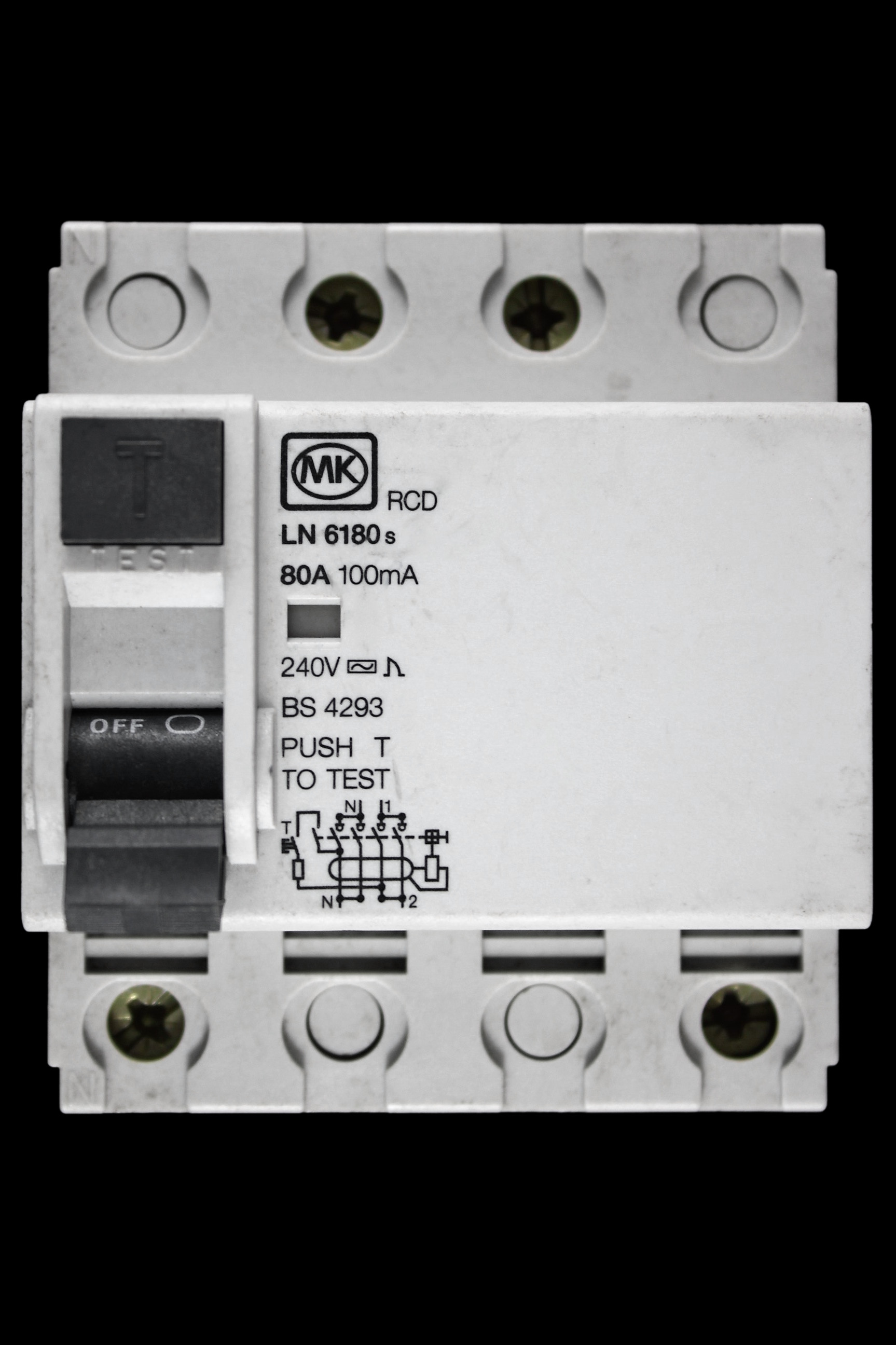MK 80 AMP 100mA DOUBLE POLE RCD LN 6180s