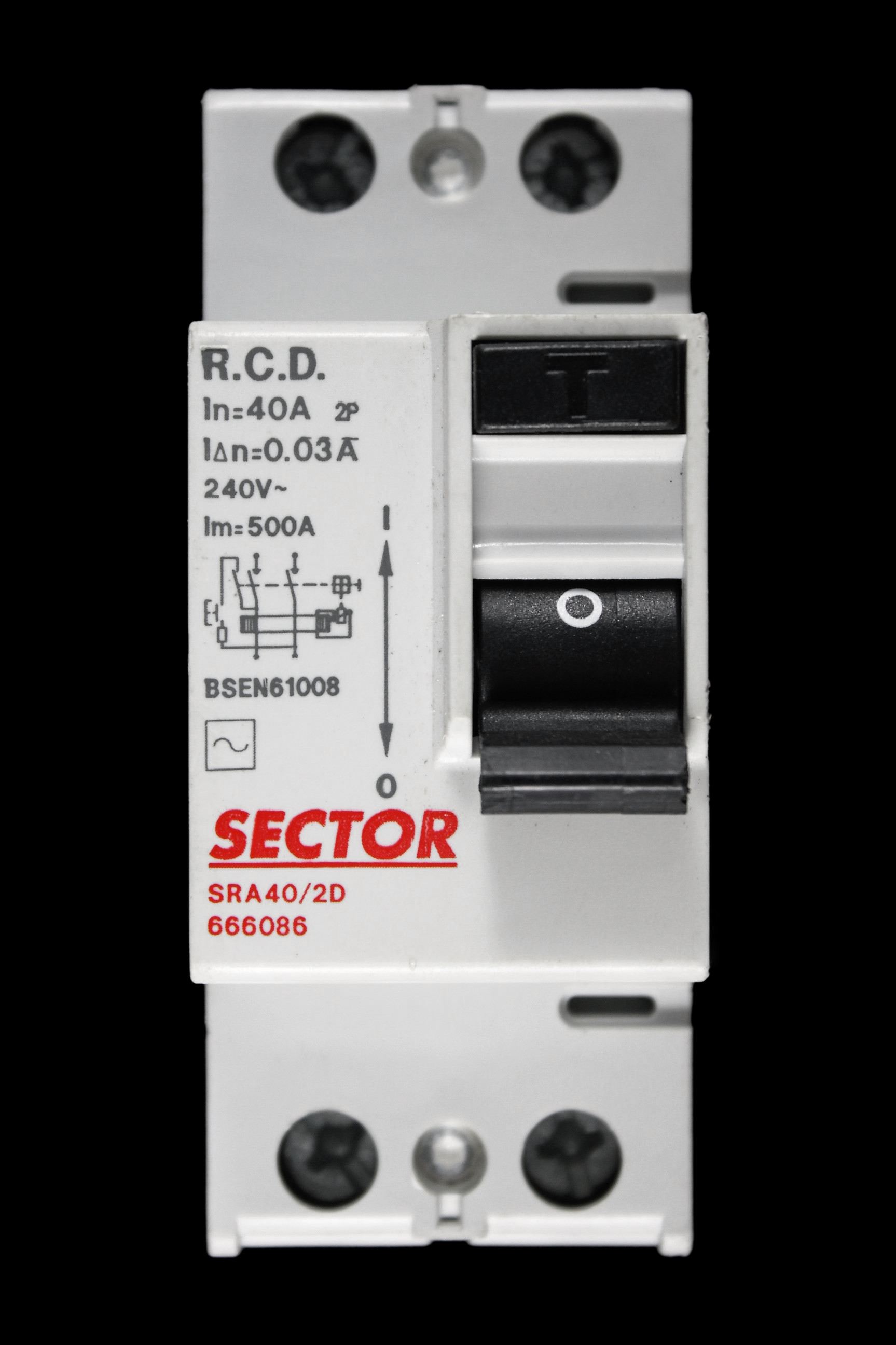 SECTOR 40 AMP 30mA DOUBLE POLE RCD TYPE AC SRA40/2D 666086