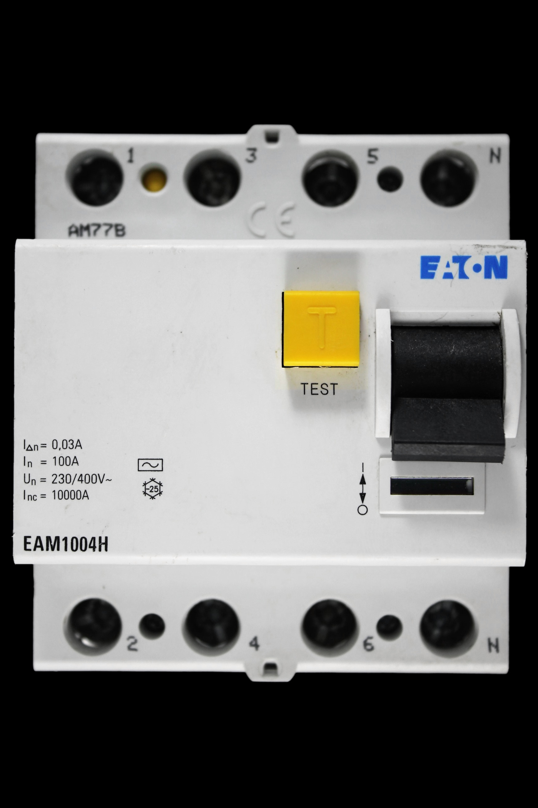 EATON 100 AMP 30mA FOUR POLE RCD EAM1004H YELLOW