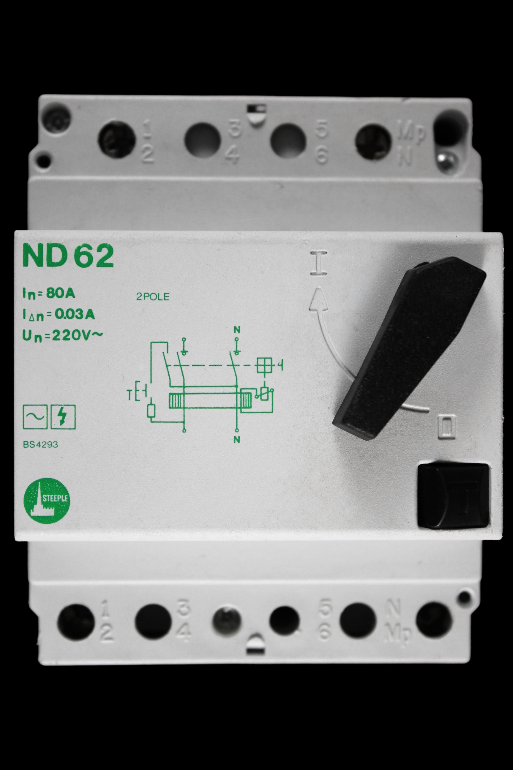 STEEPLE 80 AMP 30mA DOUBLE POLE RCD TYPE AC ND62