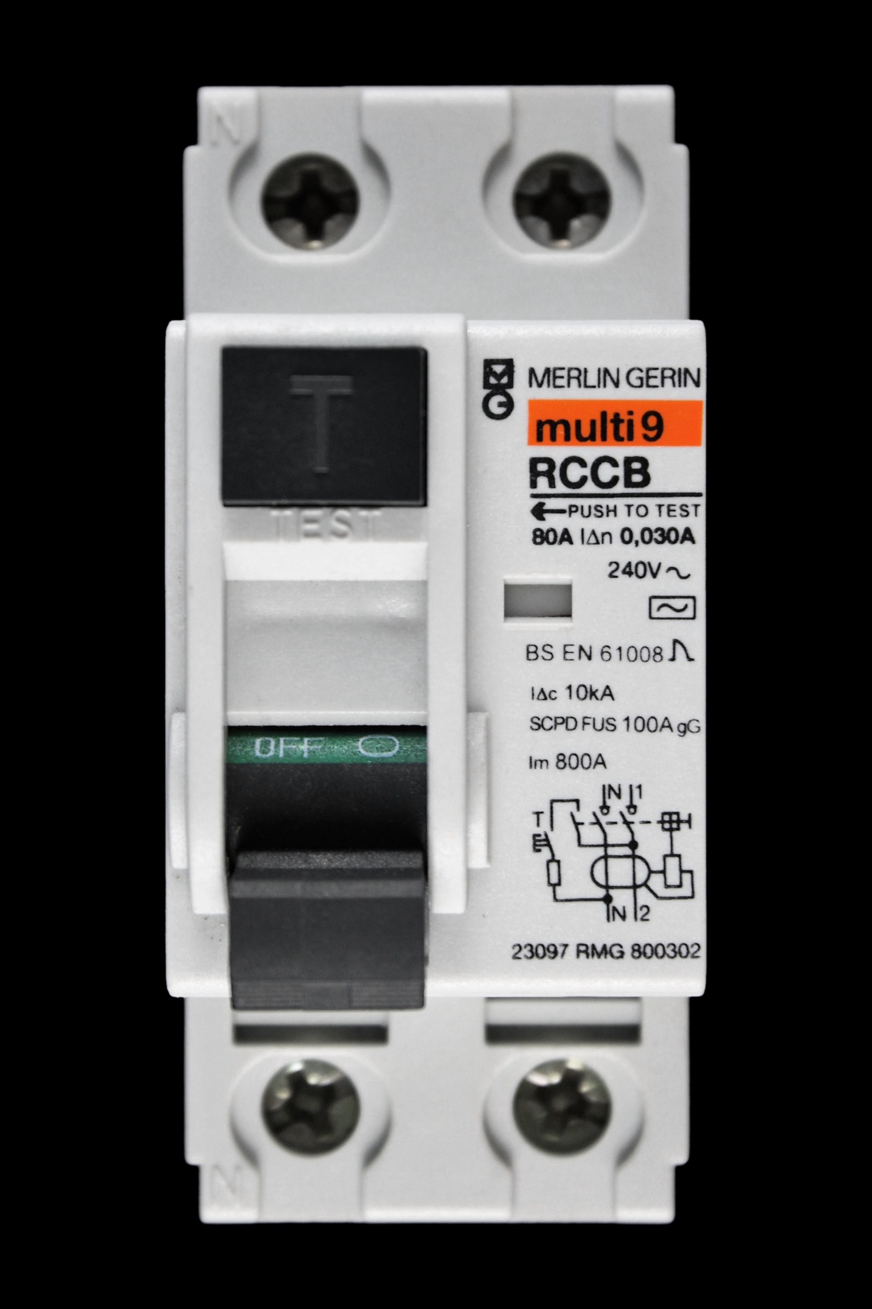 MERLIN GERIN 80 AMP 30mA 10kA DOUBLE POLE RCCB RCD TYPE AC 23097 RMG 800302
