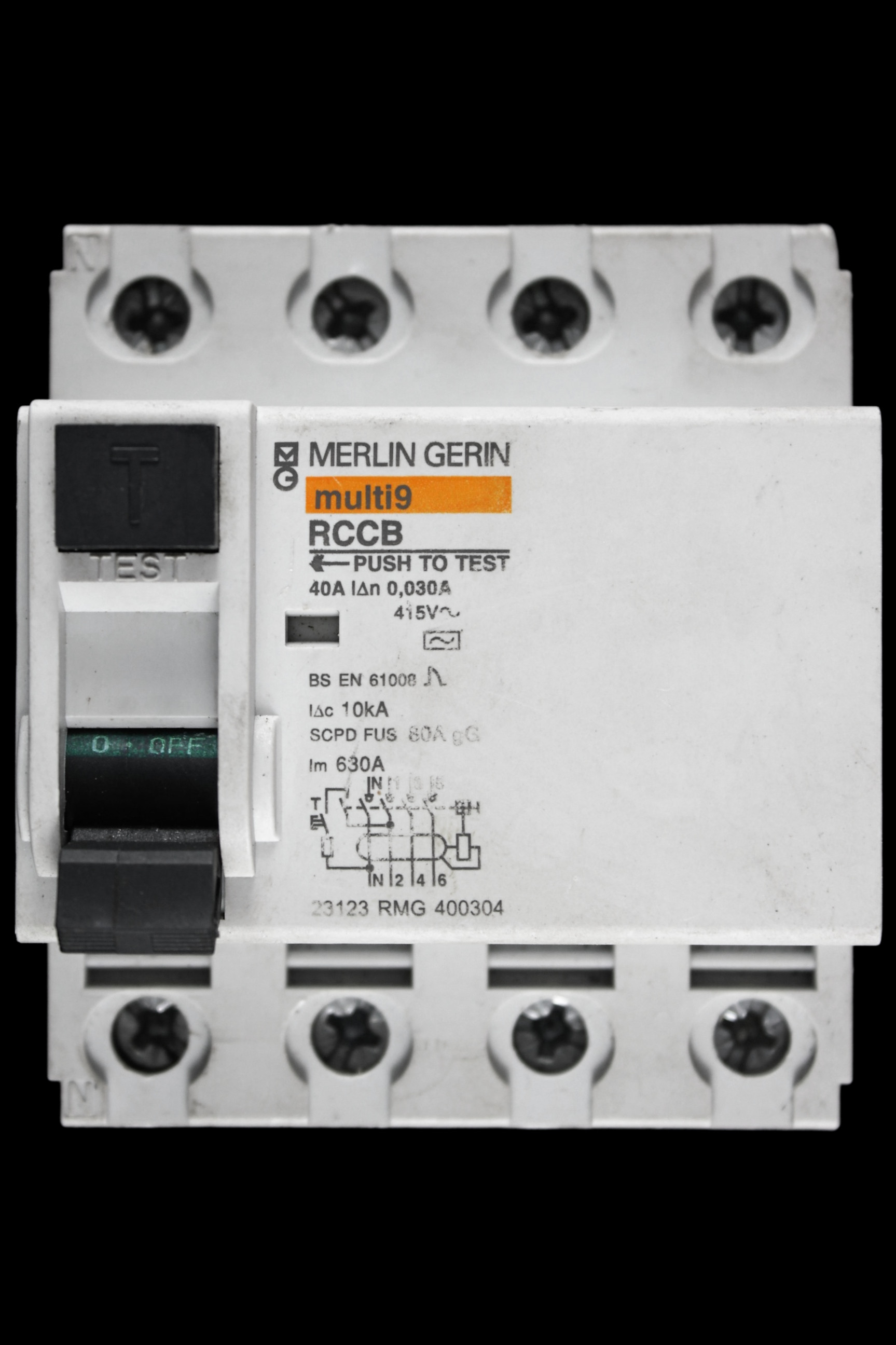 MERLIN GERIN 40 AMP 30mA FOUR POLE RCCB RCD TYPE AC 23123 RMG 400304