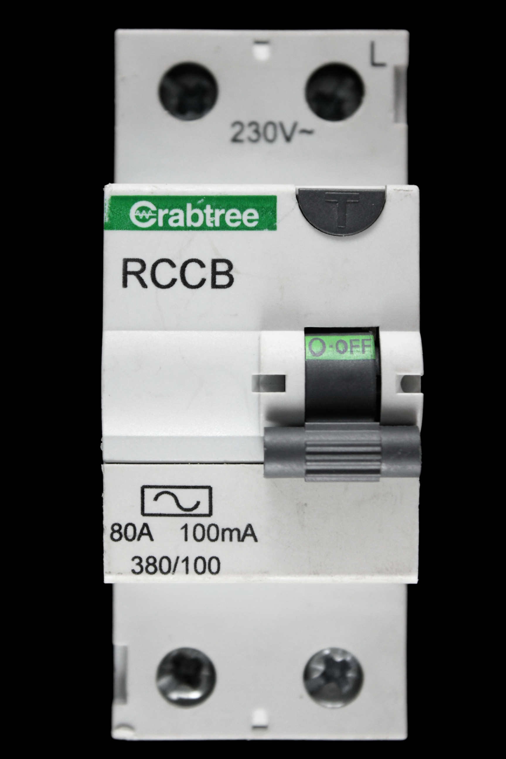 CRABTREE 80 RCCB RCD DOUBLE POLE 100mA TYPE AC 380/100 BC