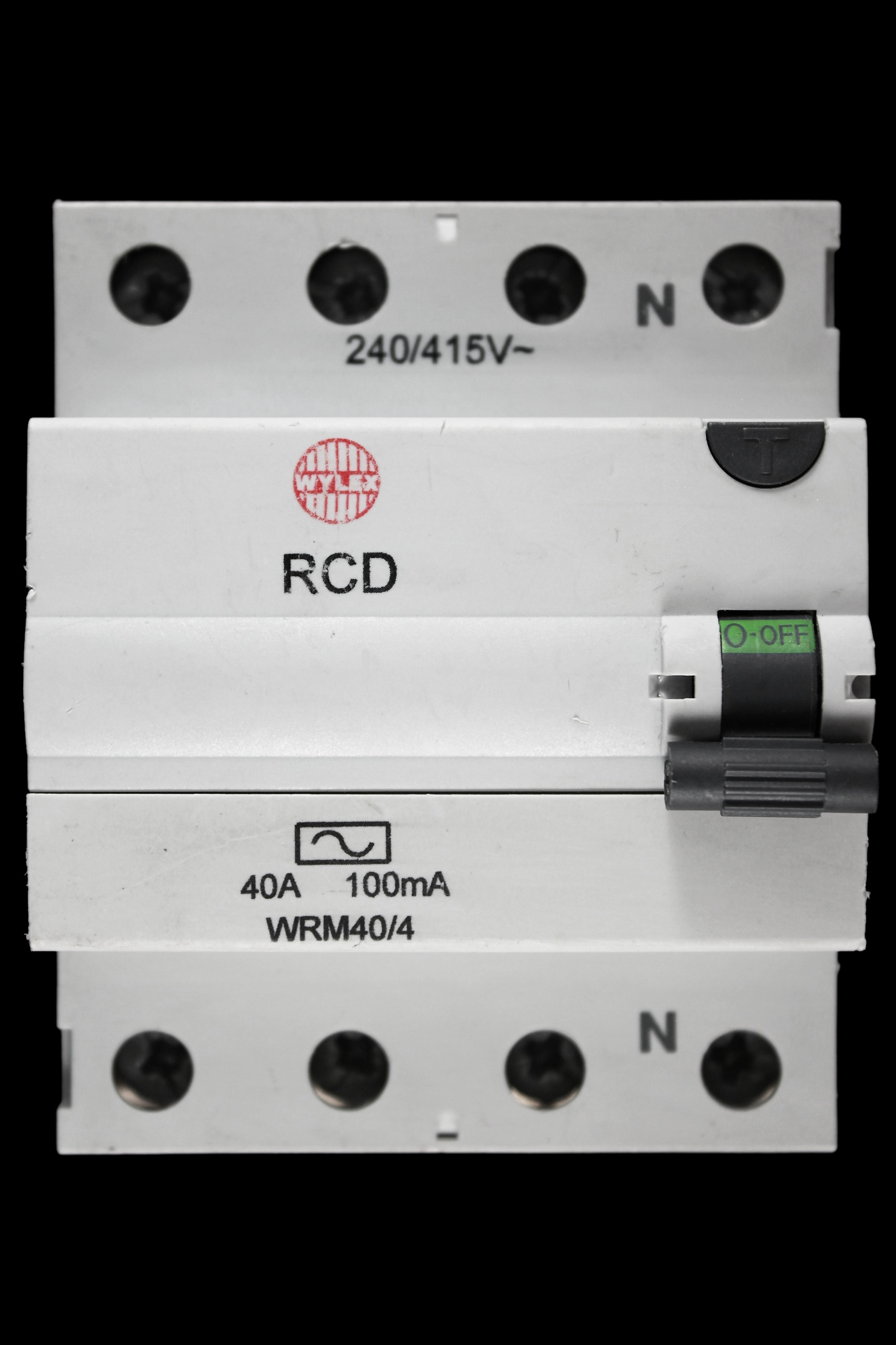 WYLEX 40 AMP 100mA RCD FOUR POLE TYPE AC WRM40/4