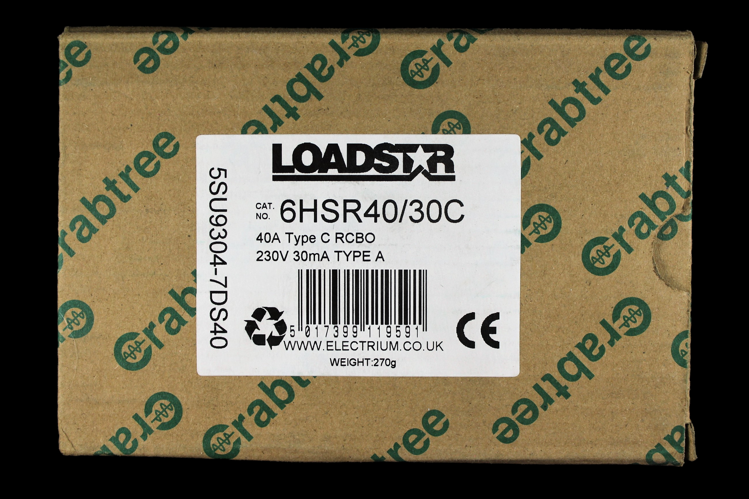 CRABTREE 40 AMP CURVE C 10kA 30mA RCBO 6HSR40/30C LOADSTAR