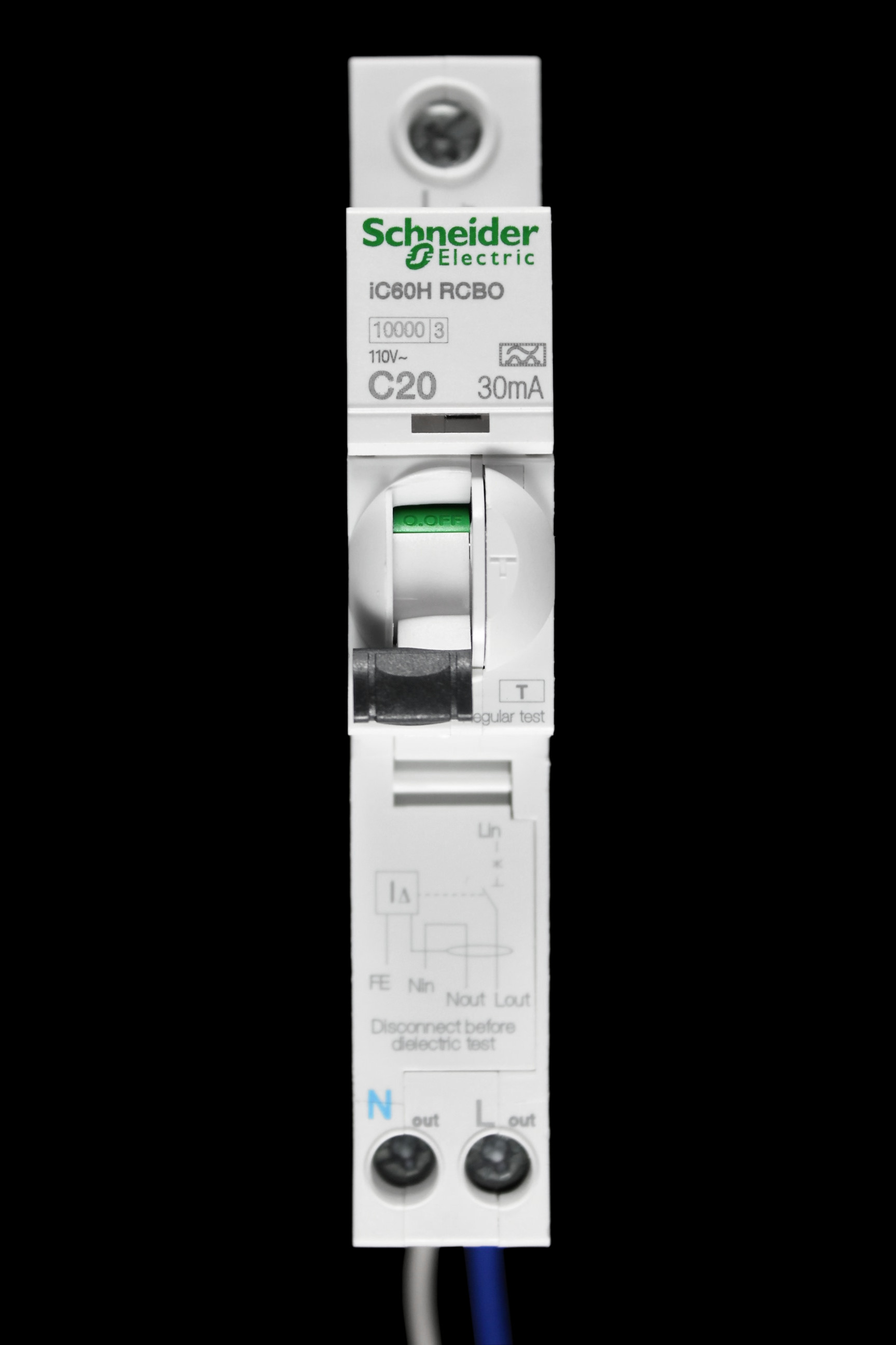 SCHNEIDER 20 AMP CURVE C 10kA 30mA RCBO TYPE A 110V IC60H ACTI9 A9D19820