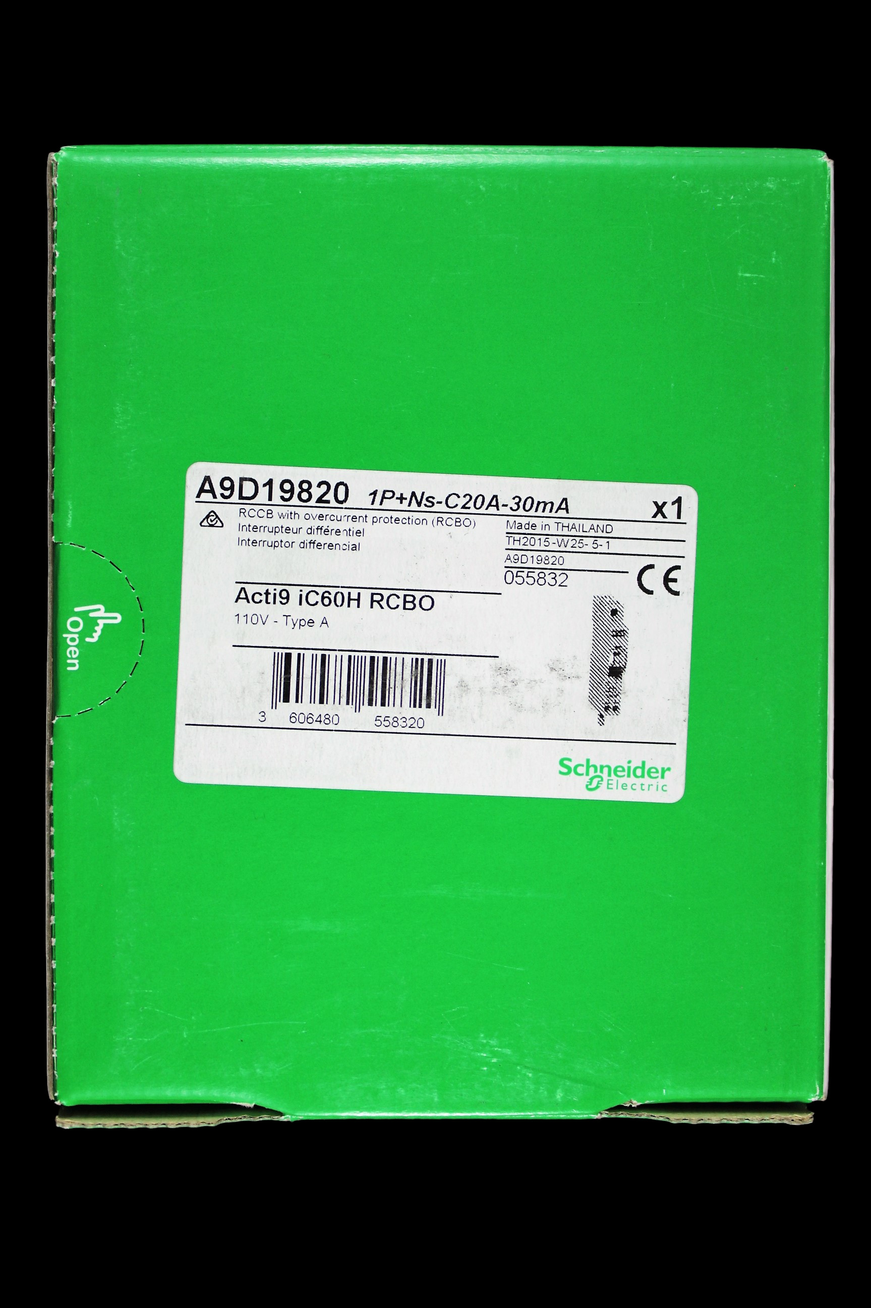 SCHNEIDER 20 AMP CURVE C 10kA 30mA RCBO TYPE A 110V IC60H ACTI9 A9D19820