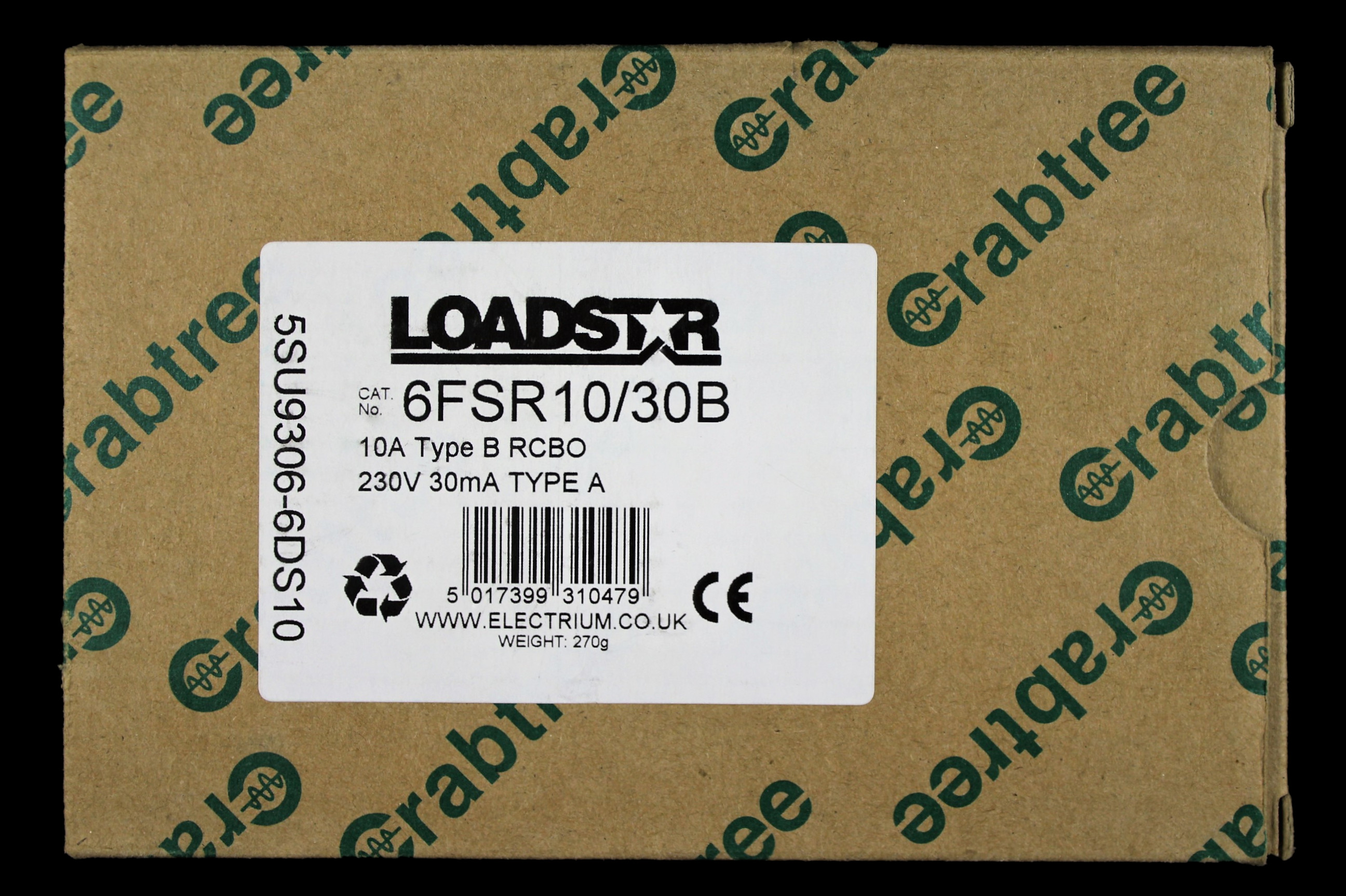 CRABTREE 10 AMP CURVE B 6kA 30mA RCBO TYPE A LOADSTAR 6FSR10/30B