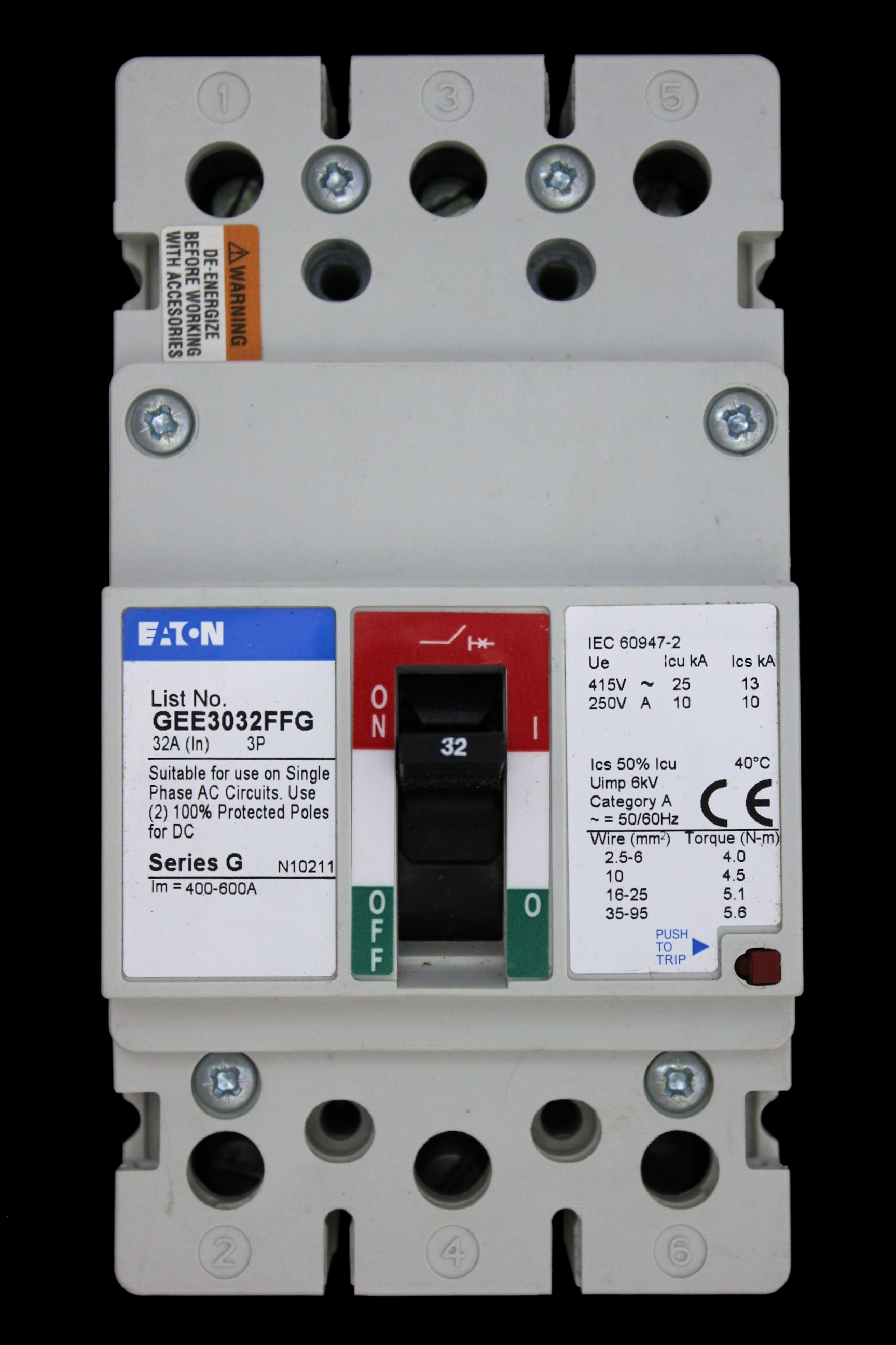 EATON 32 AMP 25kA TRIPLE POLE MCCB GEE3032FFG