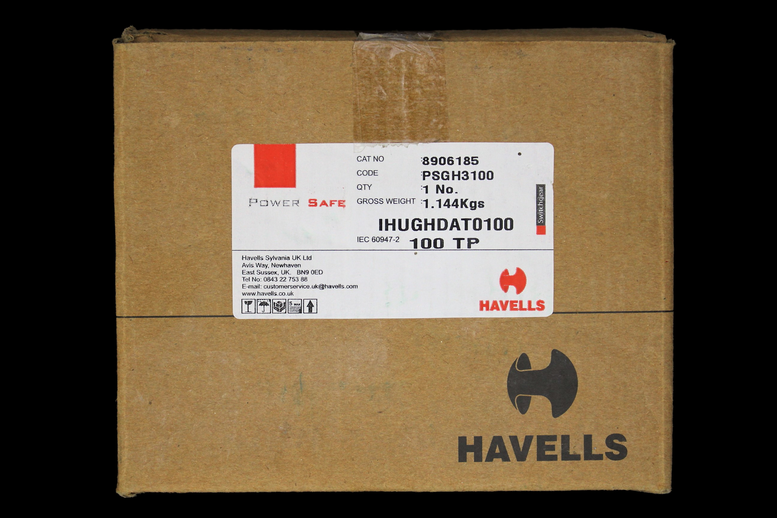 HAVELLS 100 AMP 25kA TRIPLE POLE MCCB POWERSAFE PSGH3100