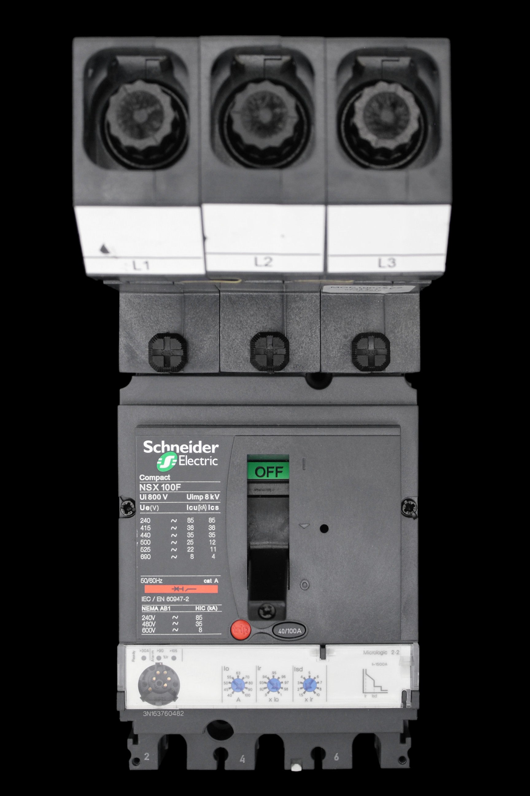 SCHNEIDER 100 AMP 36kA TRIPLE POLE MCCB MGP1003XE2