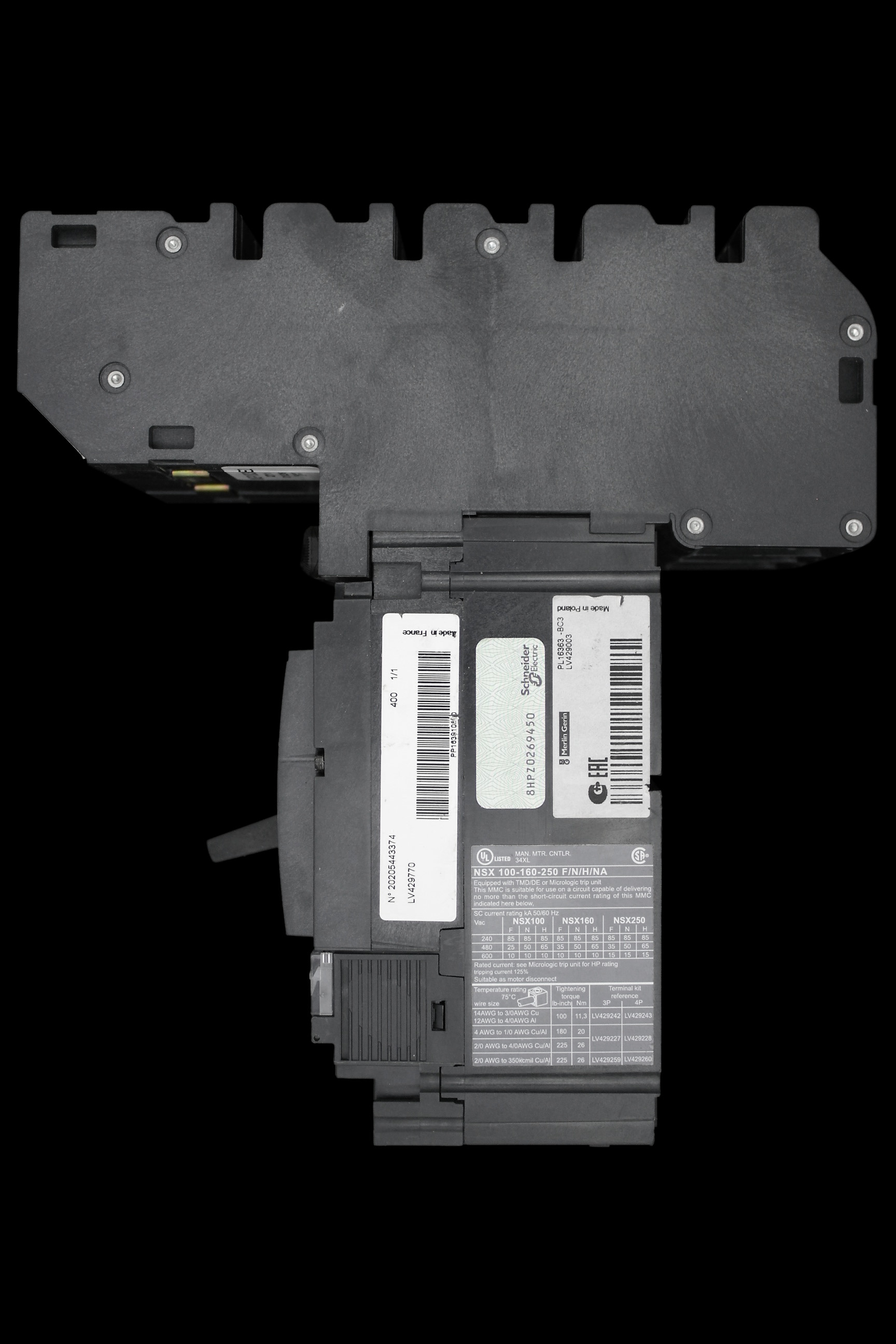 SCHNEIDER 100 AMP 36kA TRIPLE POLE MCCB MGP1003XE2