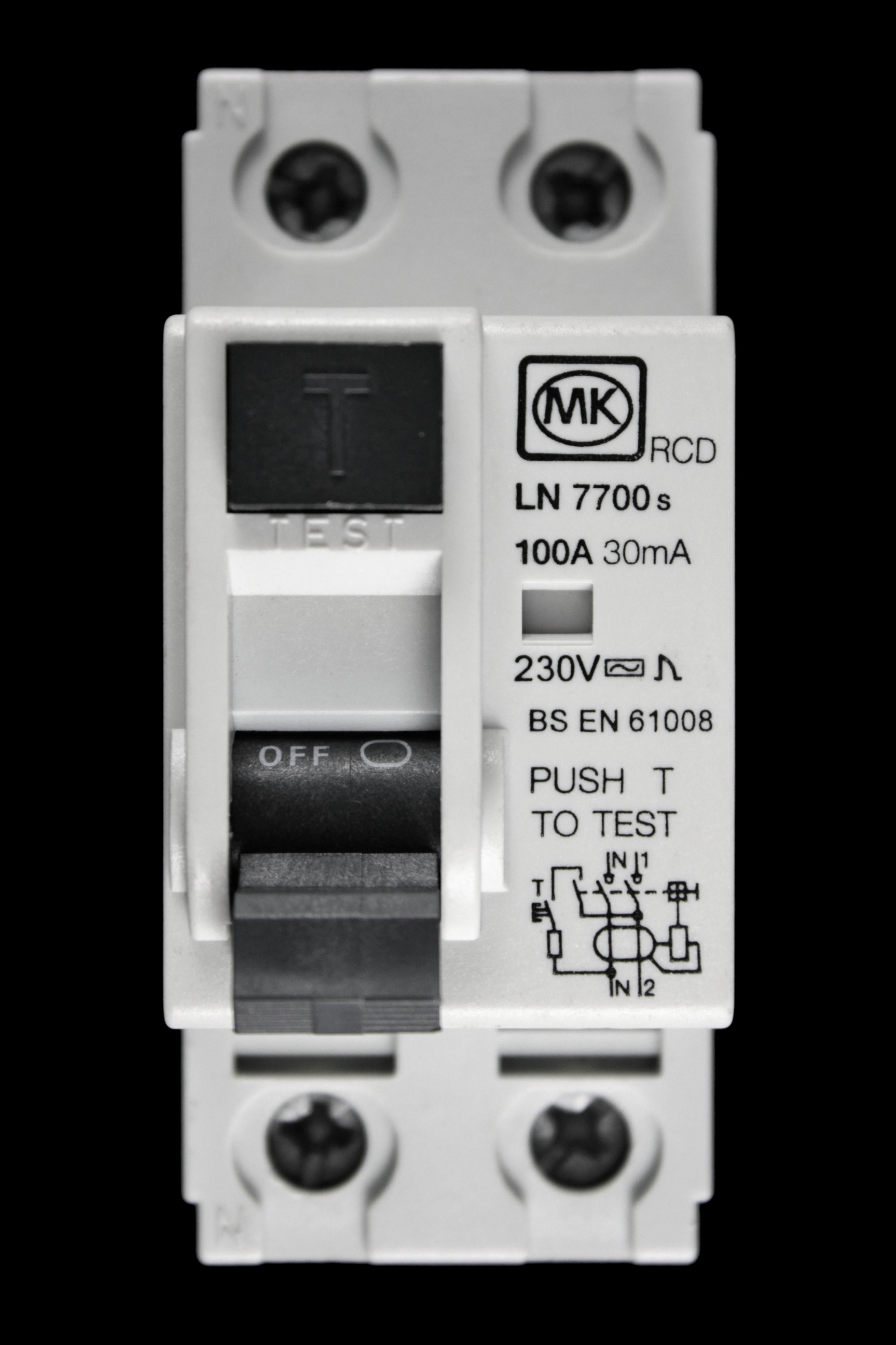 MK 100 AMP 30mA DOUBLE POLE RCD TYPE AC LN 7700s