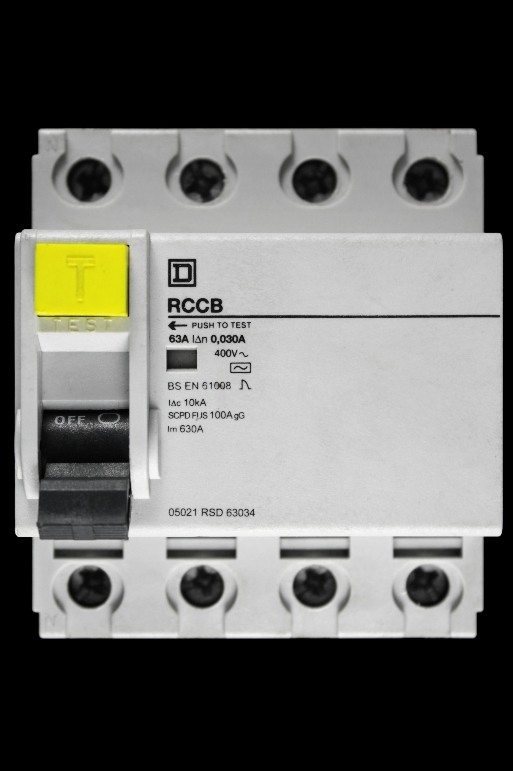 SQUARE D 63 AMP 30mA FOUR POLE RCCB RCD 05021 RSD 63034