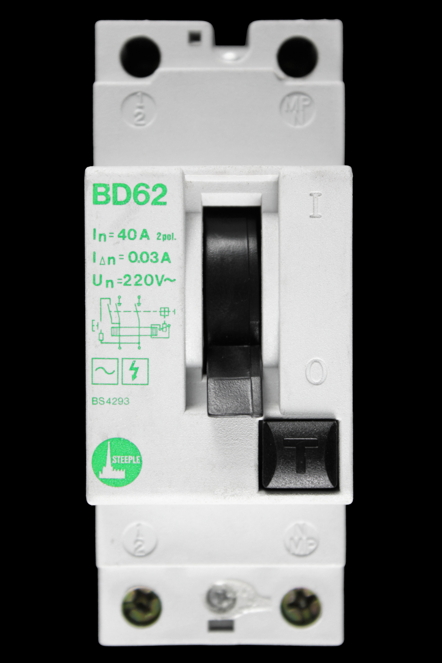 STEEPLE 40 AMP 30mA DOUBLE POLE RCD TYPE AC BD62