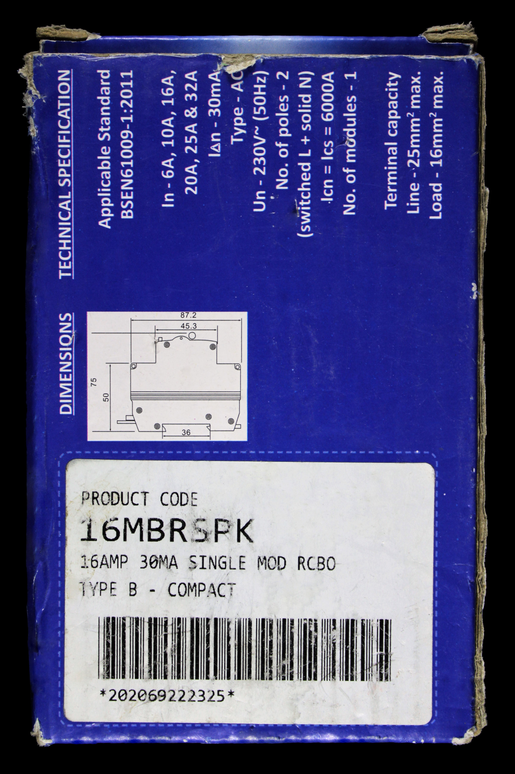 PROTEUS 16 AMP CURVE B 6kA 30mA RCBO 16MBRSPK