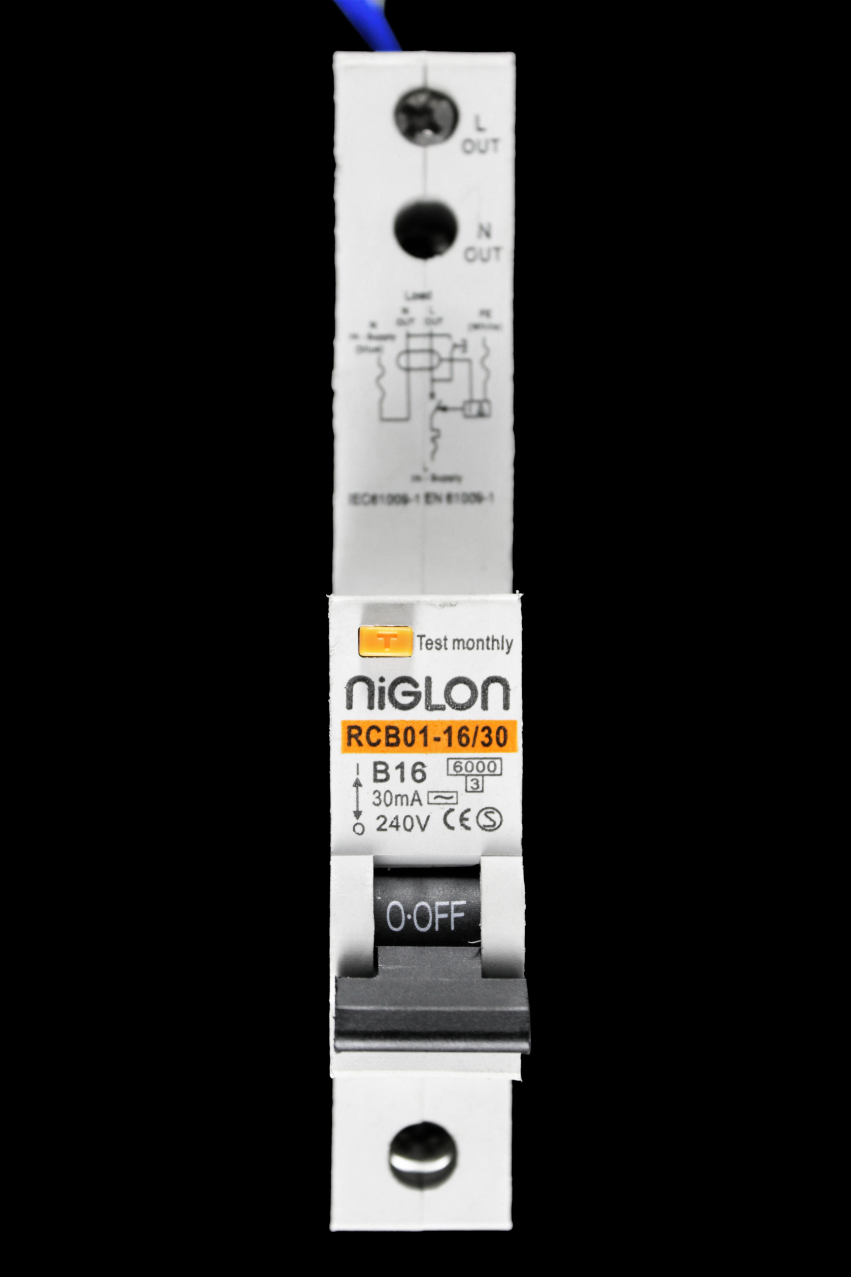 NIGLON 16 AMP CURVE B 6kA 30mA RCBO TYPE AC RCB01-16/30