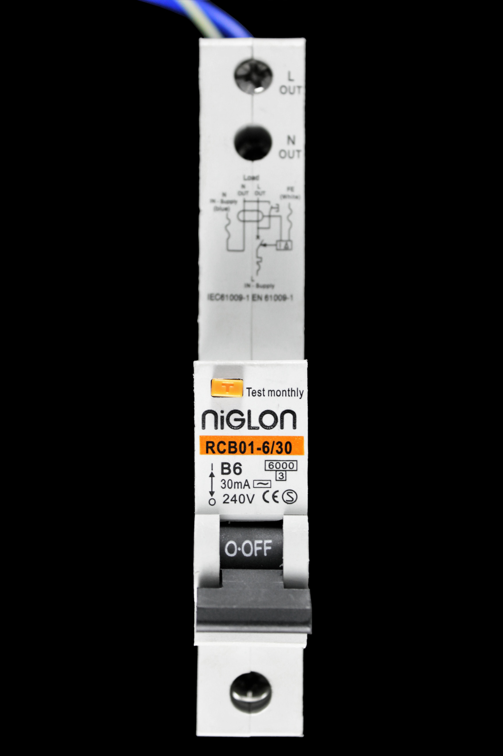 NIGLON 6 AMP CURVE B 6kA 30mA RCBO TYPE AC RCB01-6/30