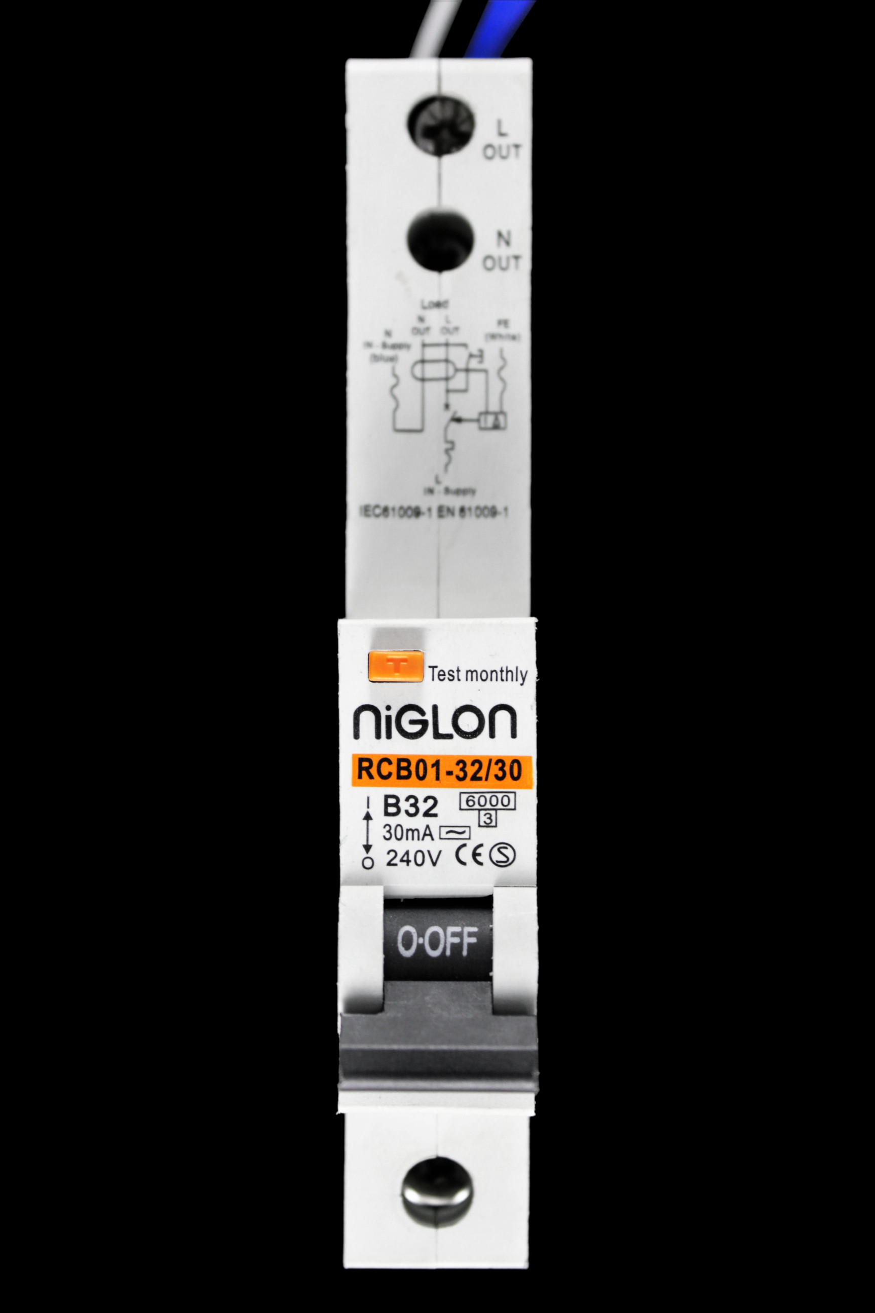 NIGLON 32 AMP CURVE B 6kA 30mA RCBO TYPE AC RCB01-32/30