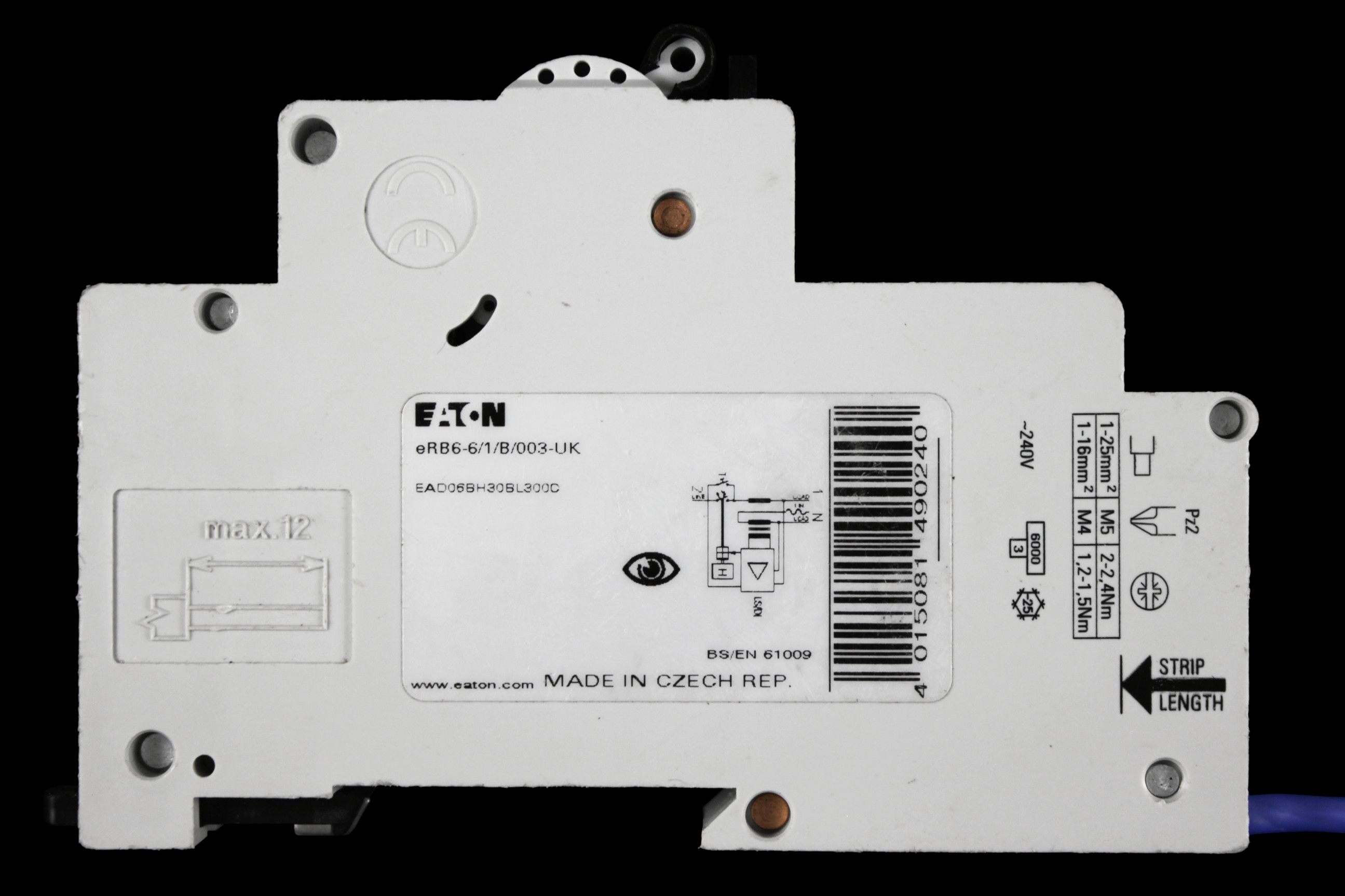 EATON 6 AMP CURVE B 6kA 30mA RCBO ERB6 6/1/B/003-PT3 EAD06BH30BL300D