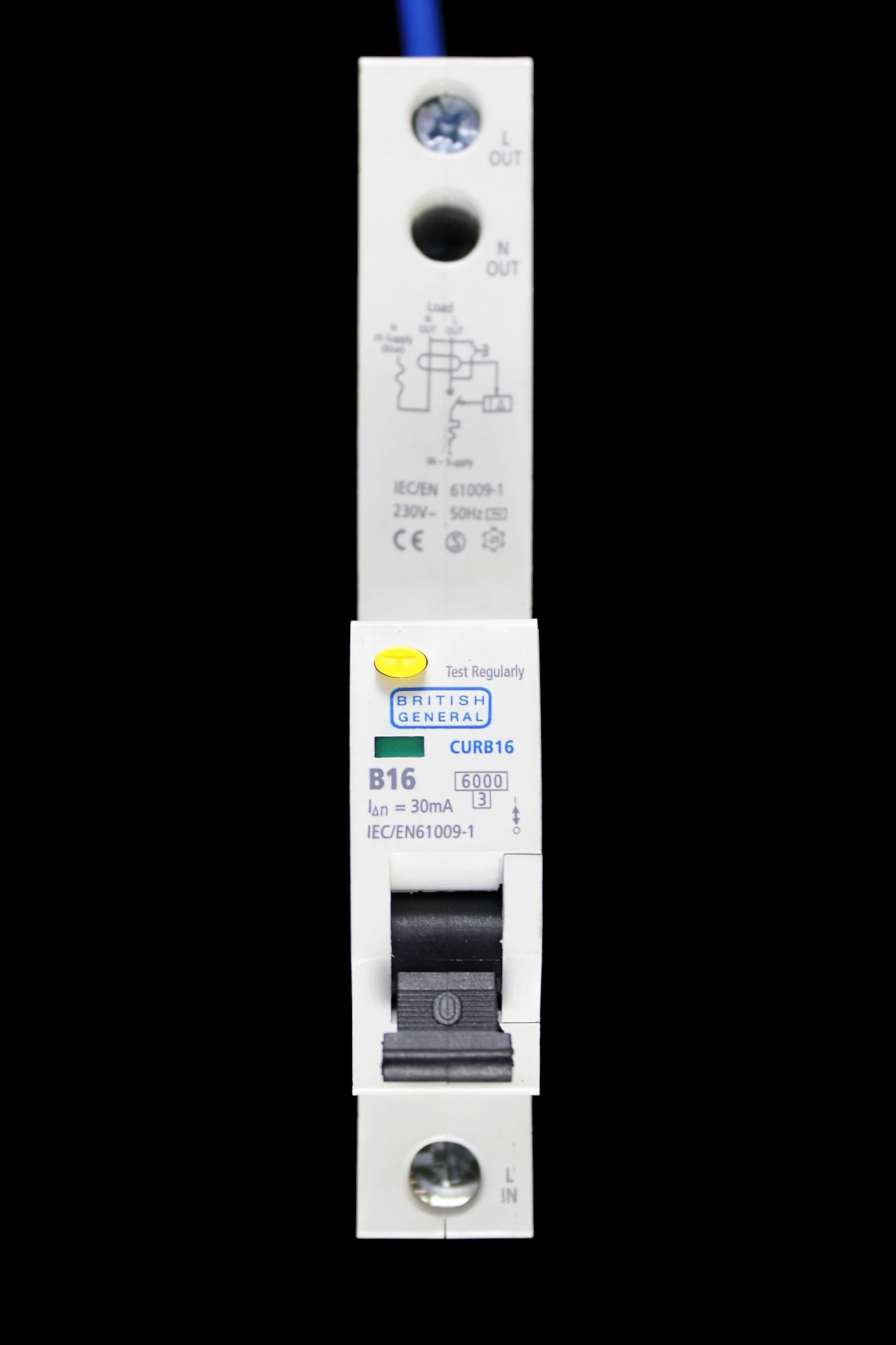 BRITISH GENERAL 16 AMP CURVE B 6kA 30mA RCBO TYPE AC CURB16