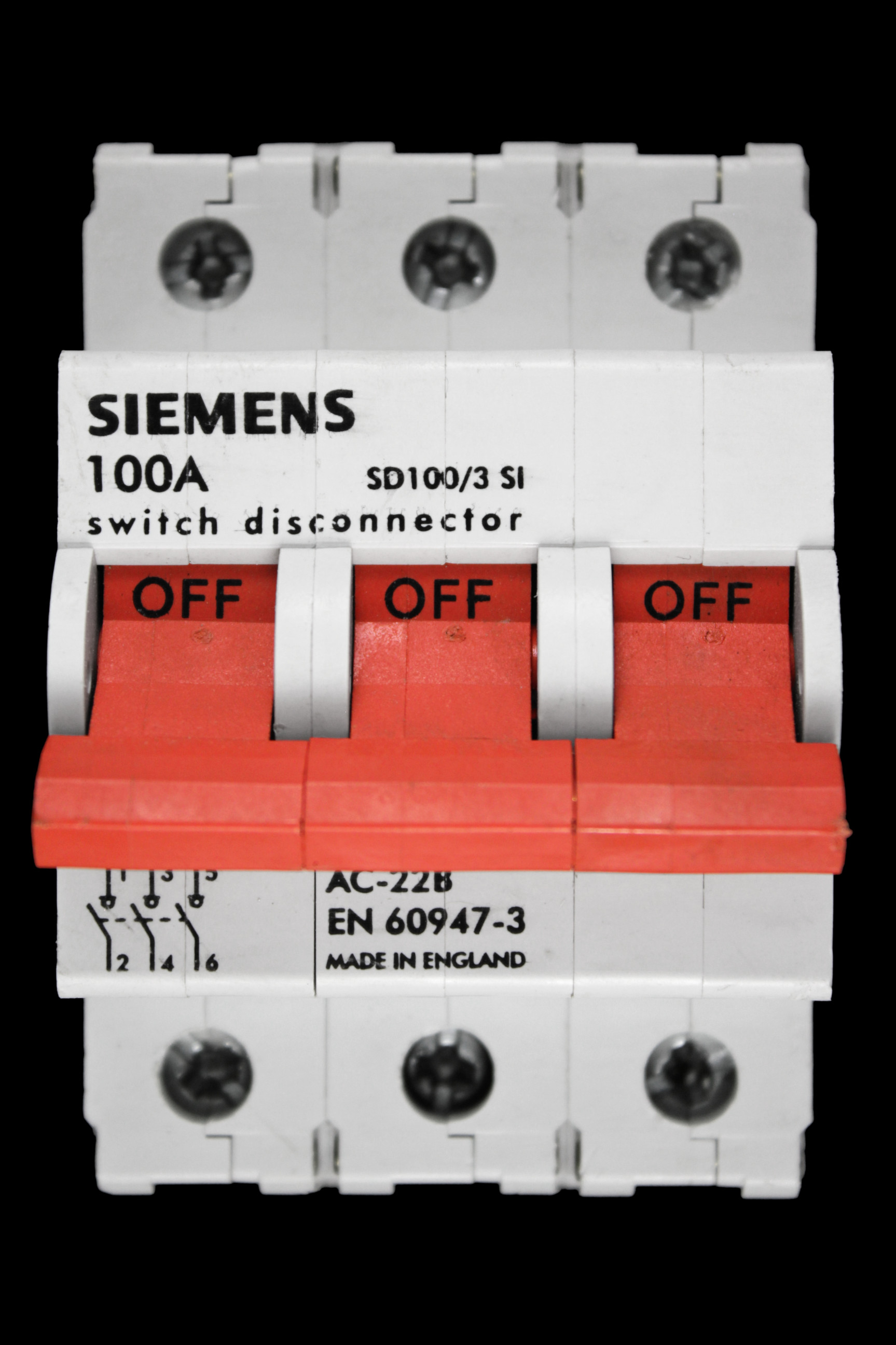 SIEMENS 100 AMP TRIPLE POLE MAIN SWITCH DISCONNECTOR SD100/3 SI