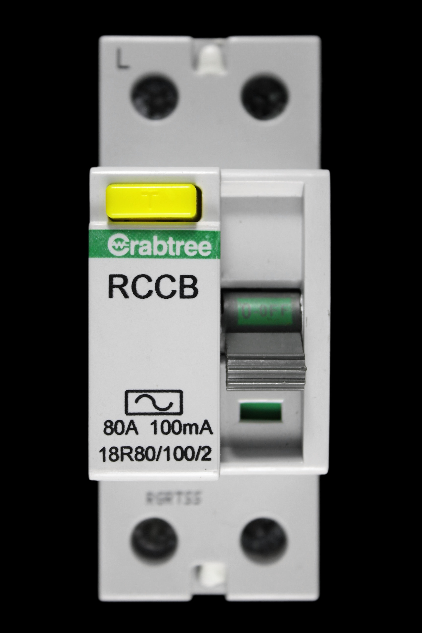CRABTREE 80 AMP 100mA DOUBLE POLE RCD TYPE AC 18R80/100/2 LOADSTAR