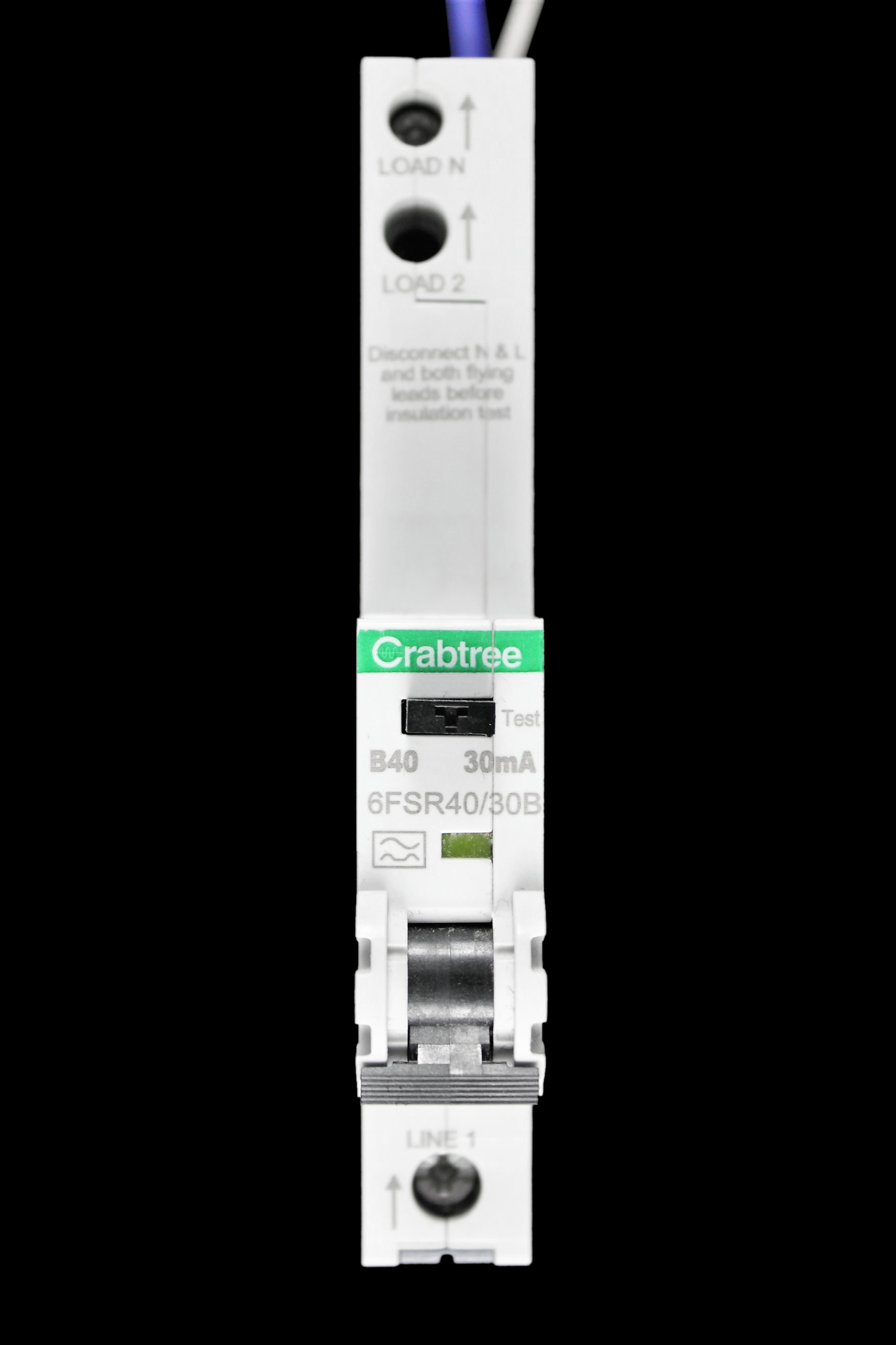 CRABTREE 40 AMP CURVE B 6kA 30mA RCBO 6FSR40/30B LOADSTAR