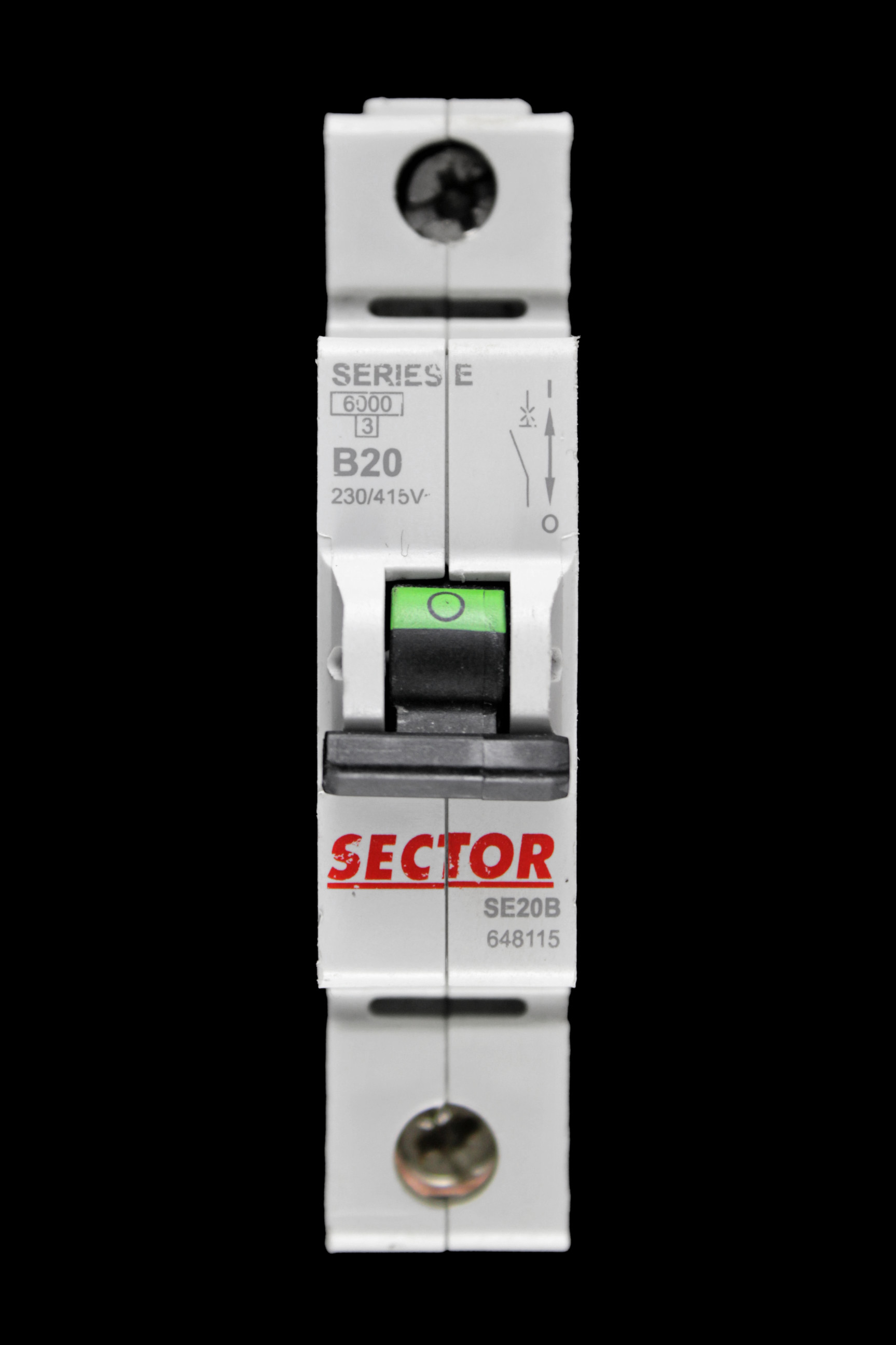 SECTOR 20 AMP CURVE B 6kA MCB CIRCUIT BREAKER SERIES E SE20B 648115