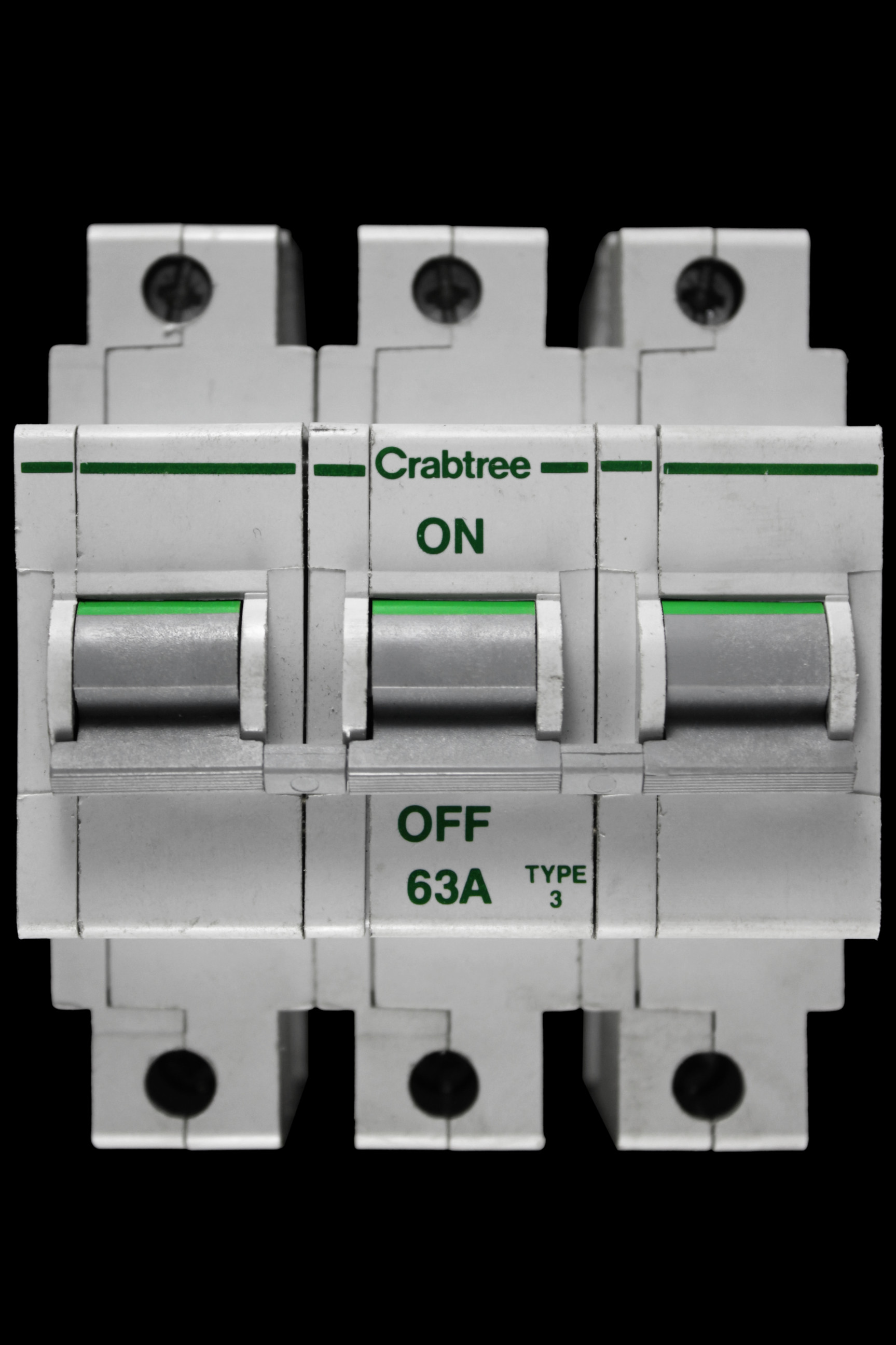 CRABTREE 63 AMP TYPE 3 M9 TRIPLE POLE MCB CIRCUIT BREAKER POLESTAR