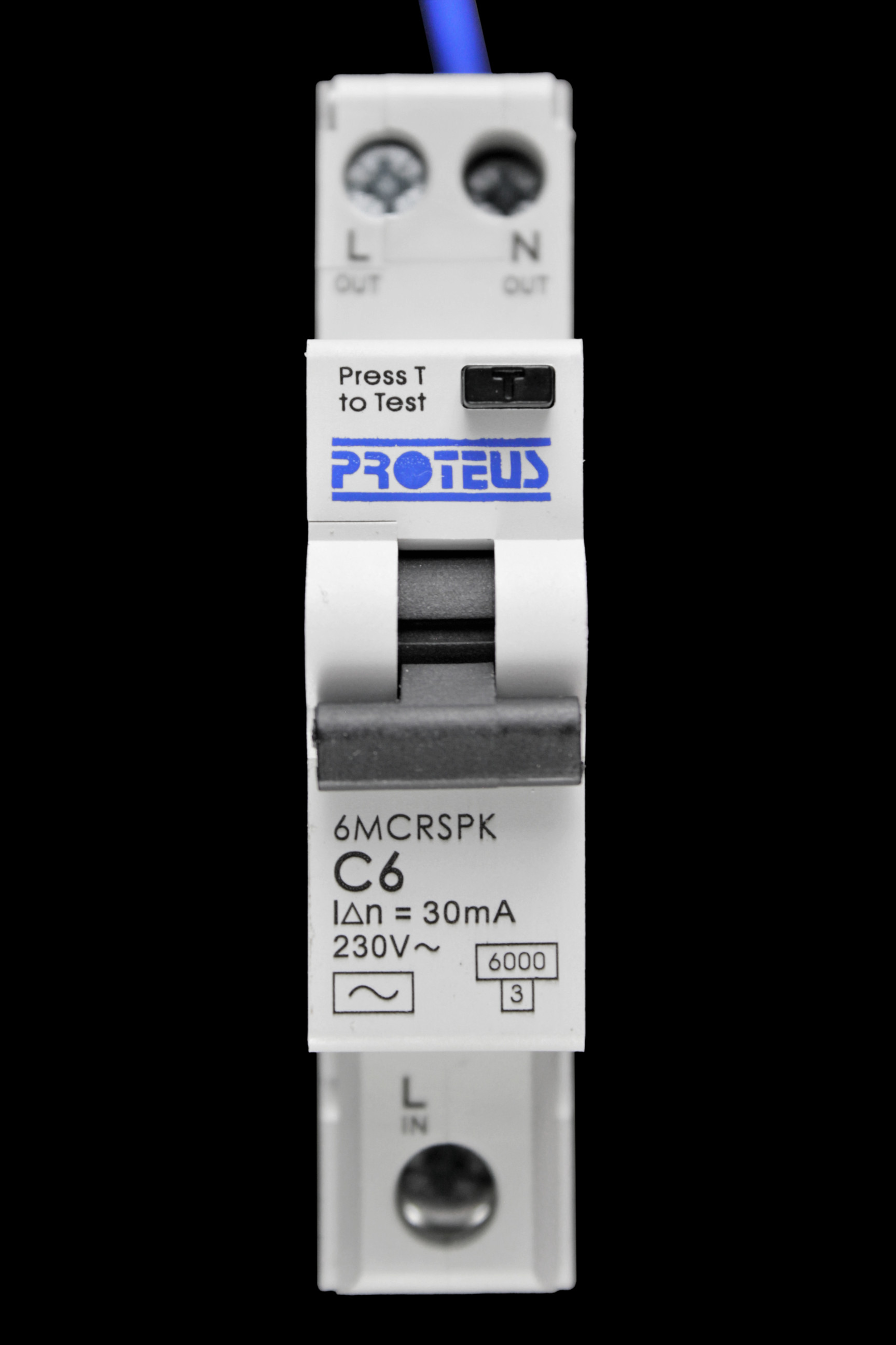 PROTEUS 6 AMP CURVE C 6kA 30mA RCBO TYPE AC 6MCRSPK