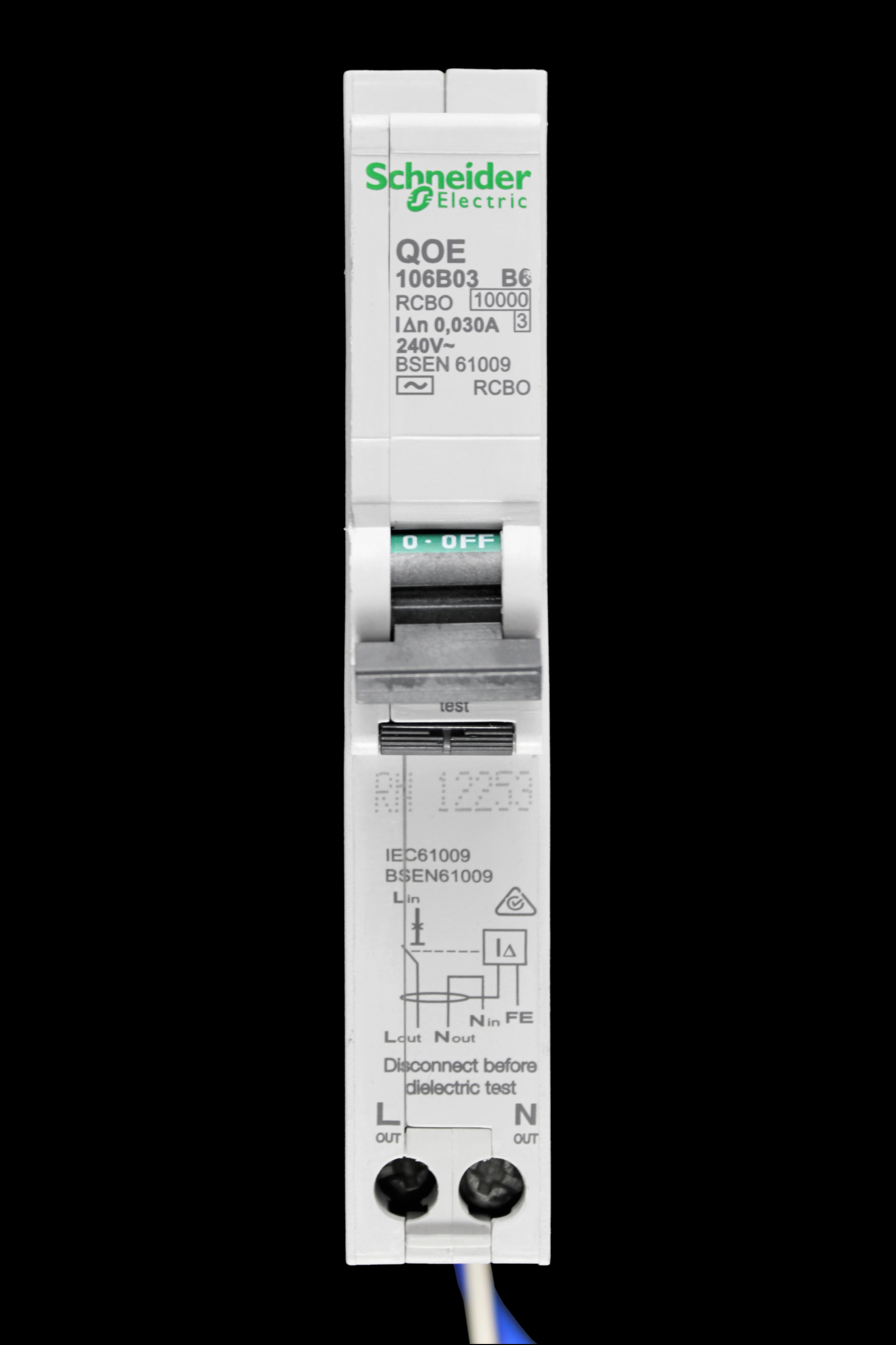 SCHNEIDER 6 AMP CURVE B 10kA 30mA RCBO QOE 106B03