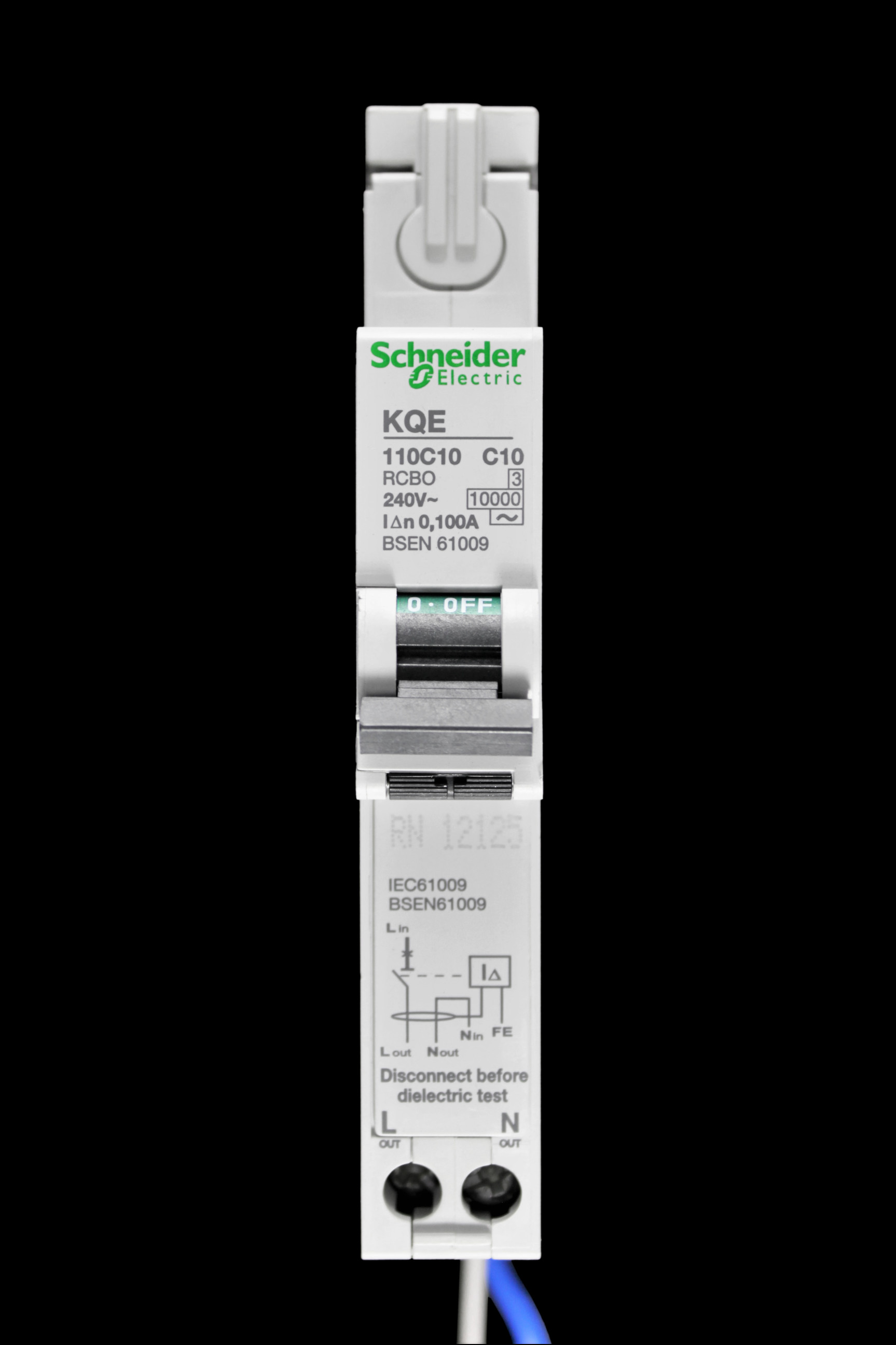 SCHNEIDER 10 AMP CURVE C 10kA 100mA RCBO TYPE AC KQE110C10