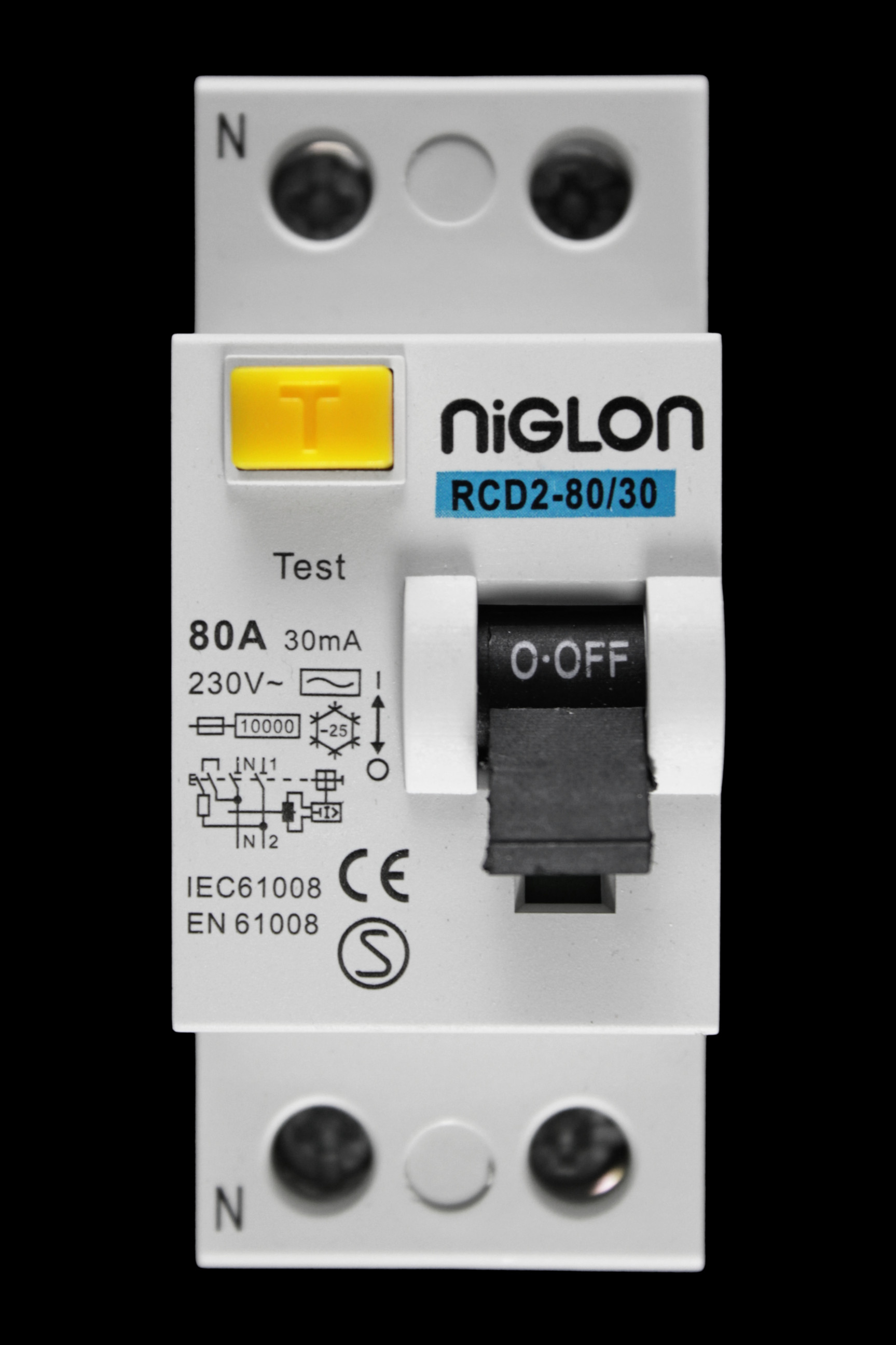 NIGLON 80 AMP 30mA DOUBLE POLE RCD RCD2-80/30 B