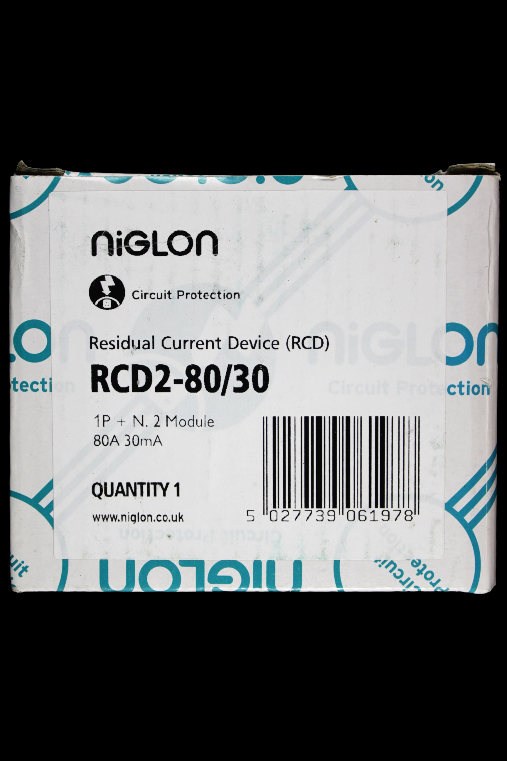NIGLON 80 AMP 30mA DOUBLE POLE RCD RCD2-80/30 B
