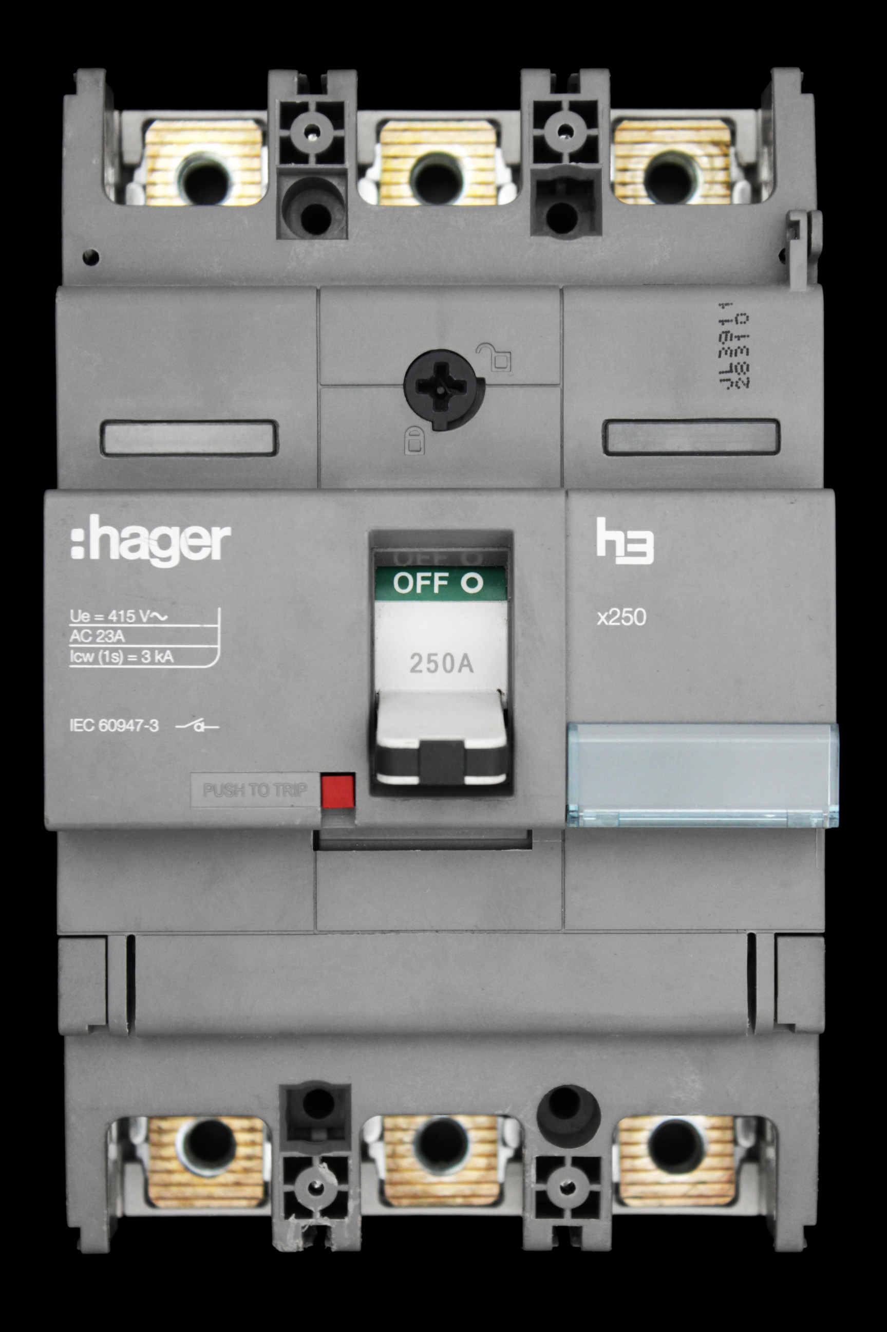 HAGER 250 AMP TRIPLE POLE TRIP FREE SWITCH X250 313679 HCB250H