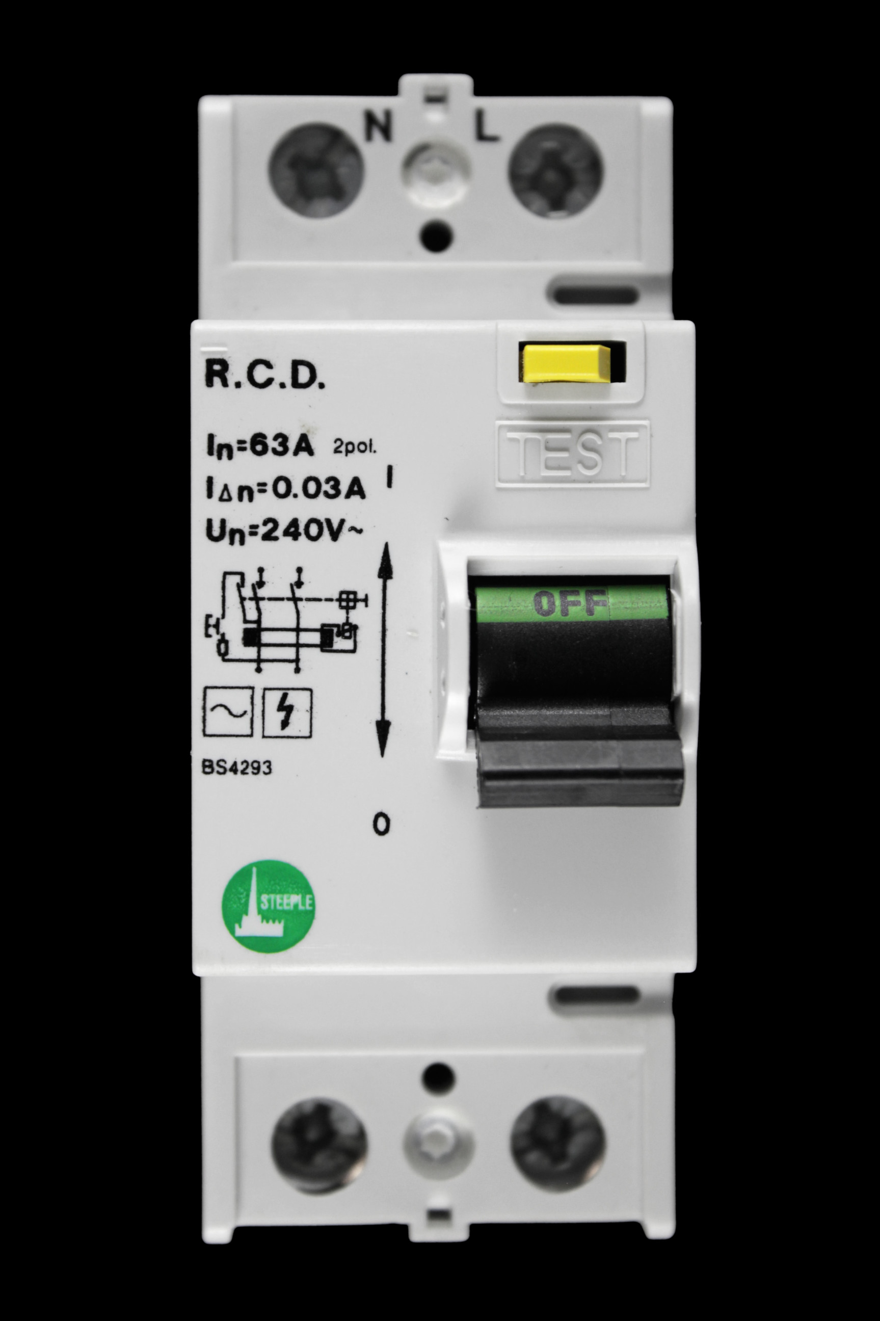 STEEPLE 63 AMP 30mA DOUBLE POLE RCD