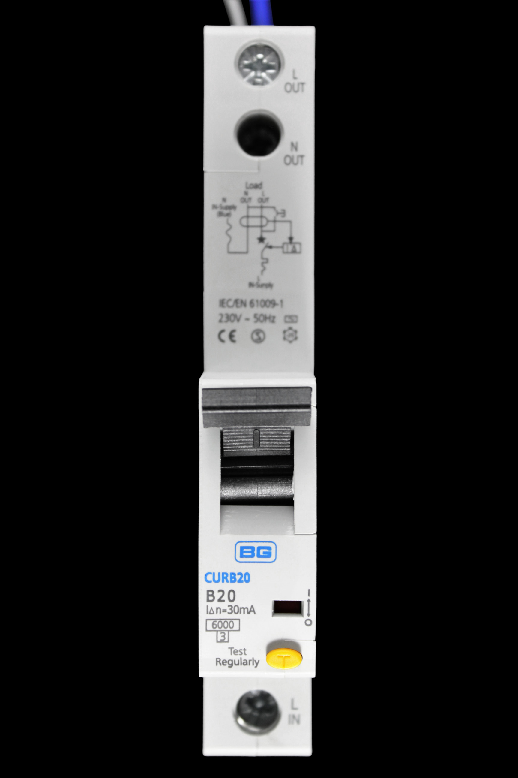 BG BRITISH GENERAL 20 AMP CURVE B 6kA 30mA RCBO CURB20-02