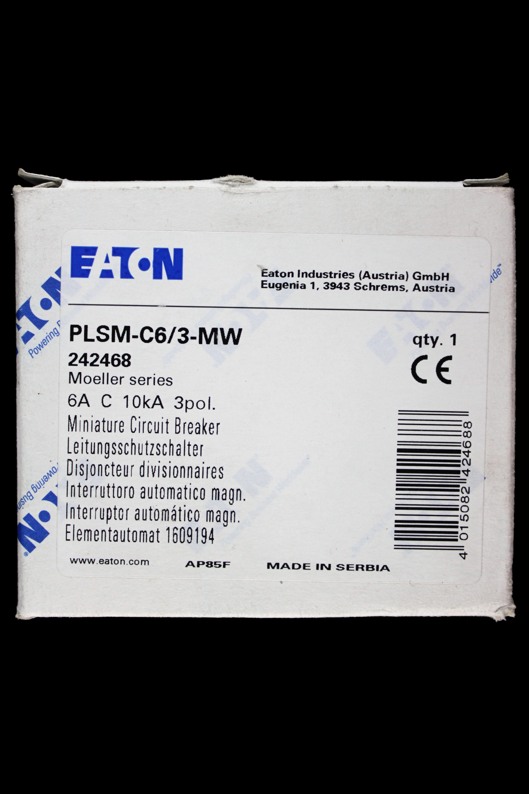 EATON 6 AMP CURVE C 10kA TRIPLE POLE MCB CIRCUIT BREAKER XPOLE PLSM-C6/3