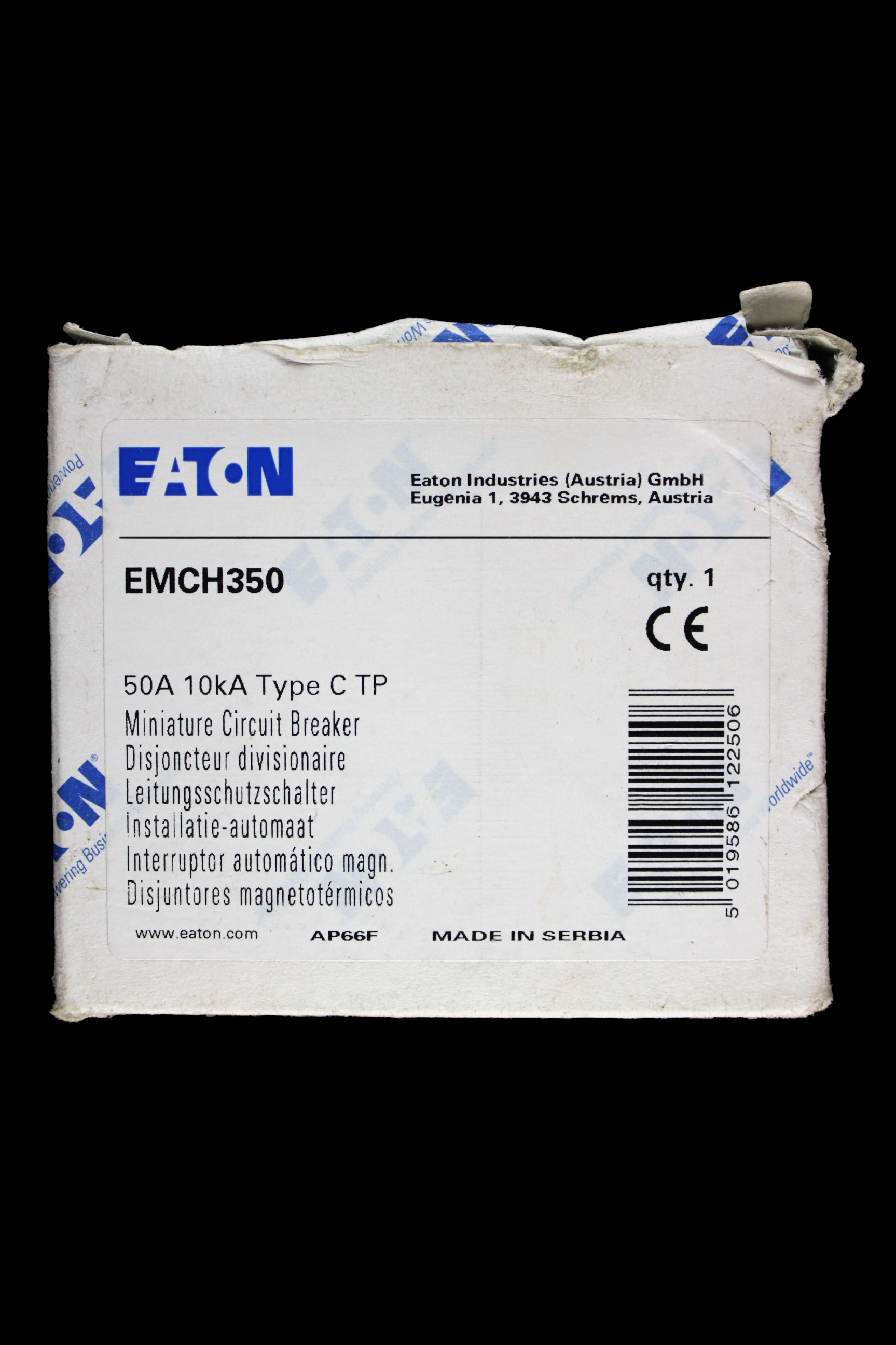 EATON 50 AMP CURVE C 10kA TRIPLE POLE MCB CIRCUIT BREAKER EMCH350