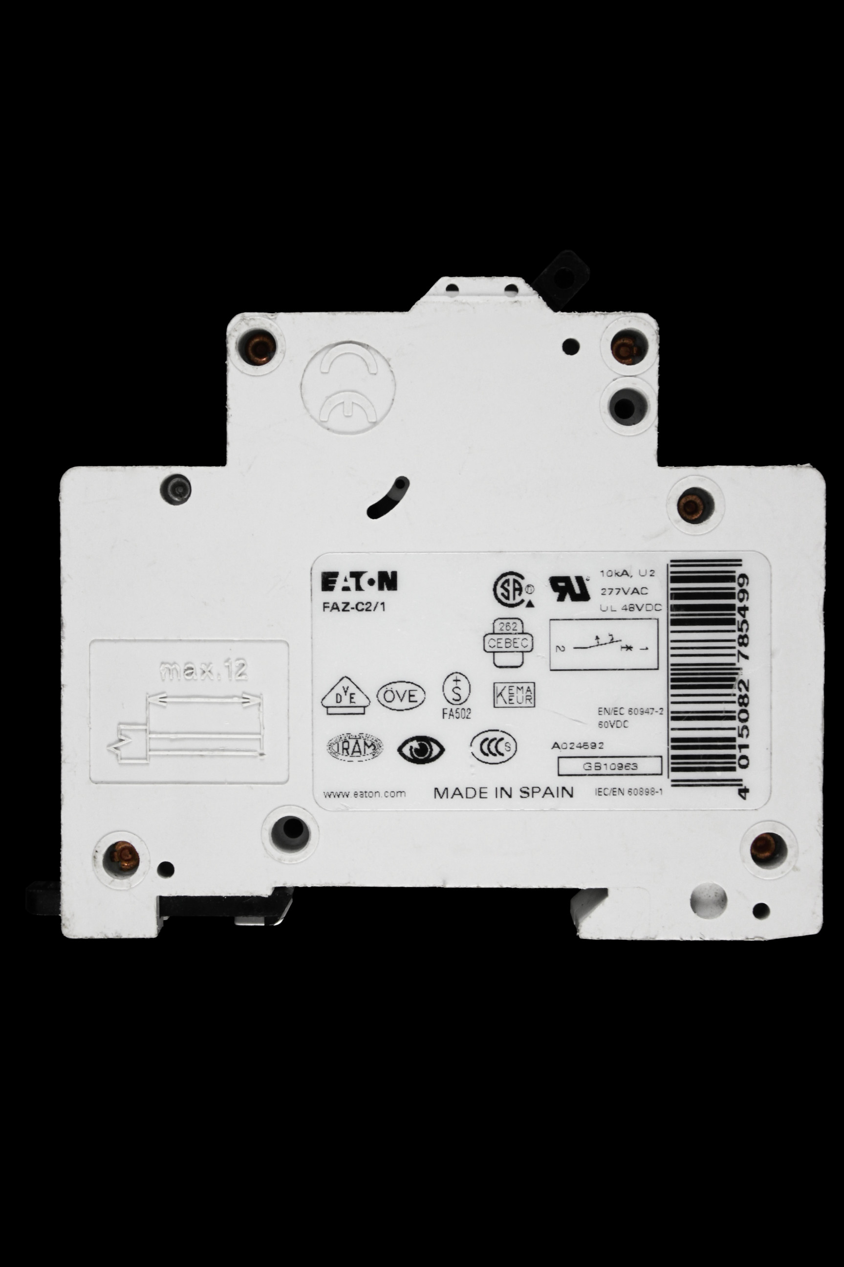 EATON 2 AMP CURVE C 10kA MCB CIRCUIT BREAKER XEFFECT FAZ-C2/1