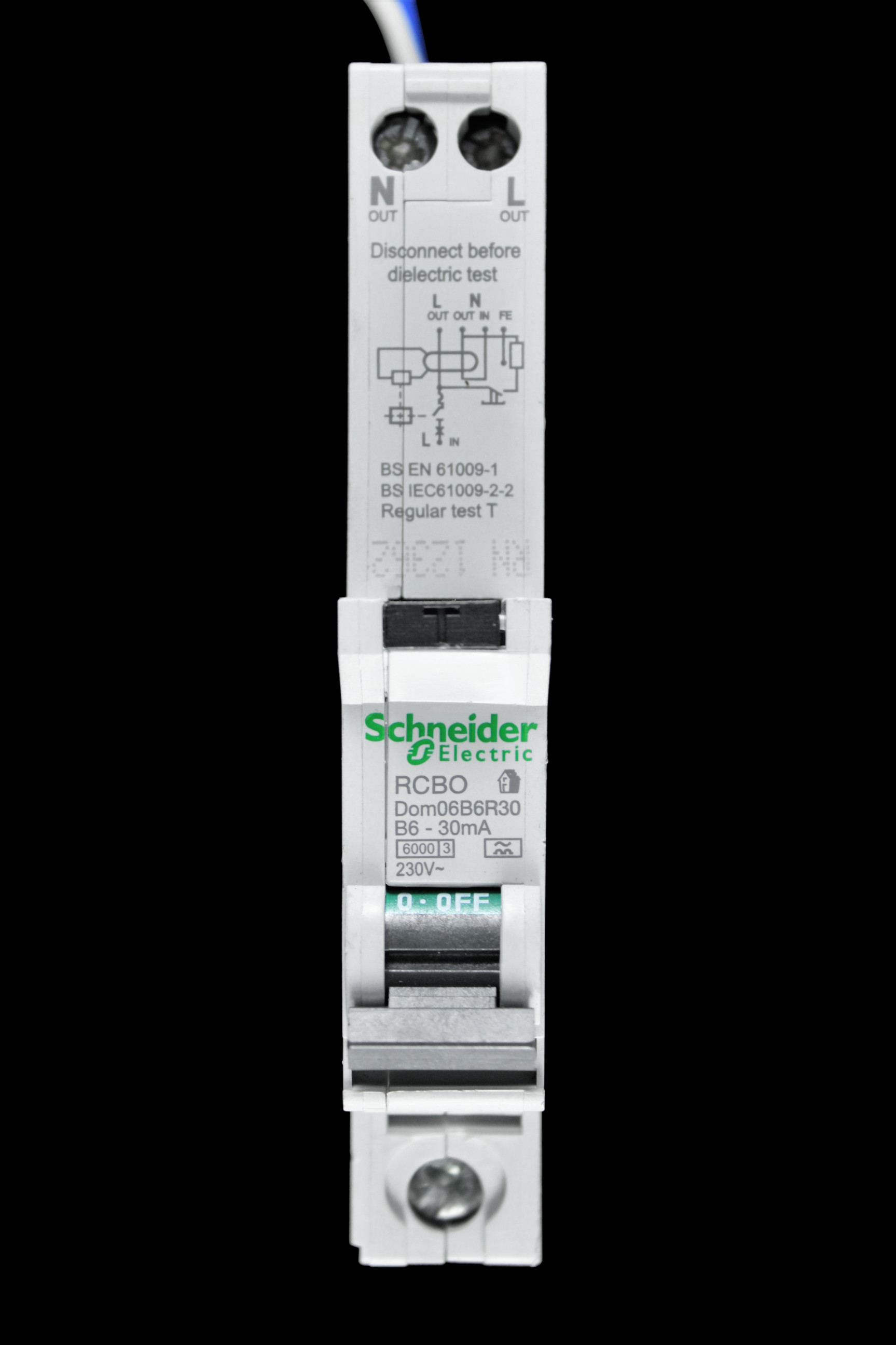 SCHNEIDER 6 AMP CURVE B 6kA 30mA RCBO TYPE A DOM06B6R30